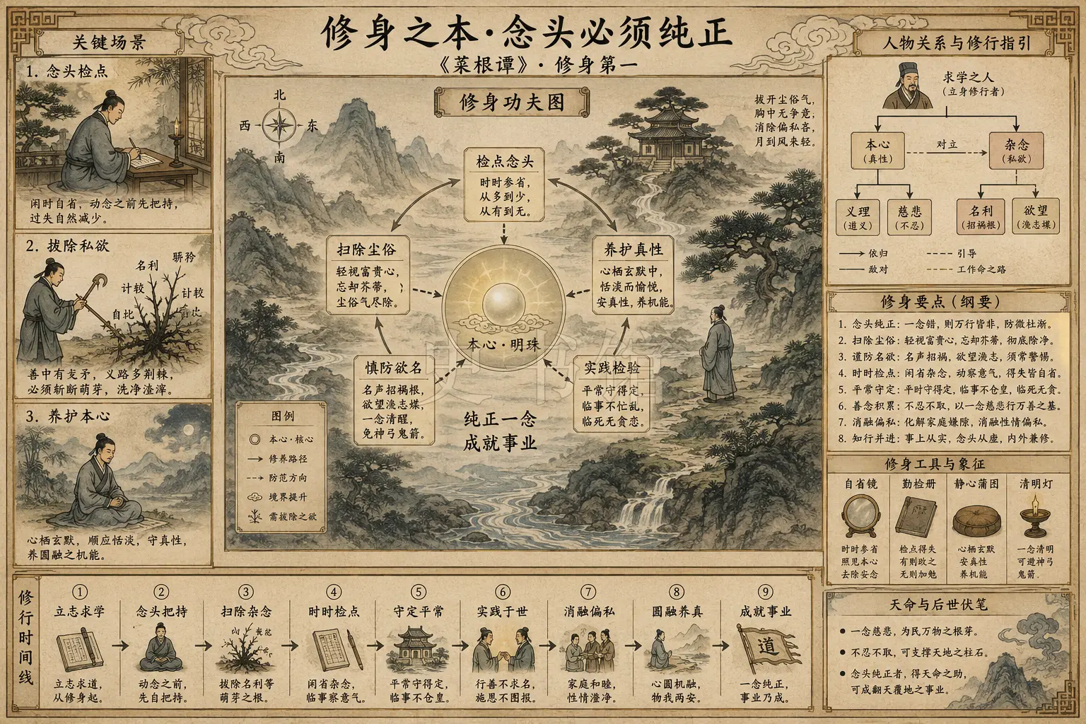 《菜根谭》正文 修身第一章节配图