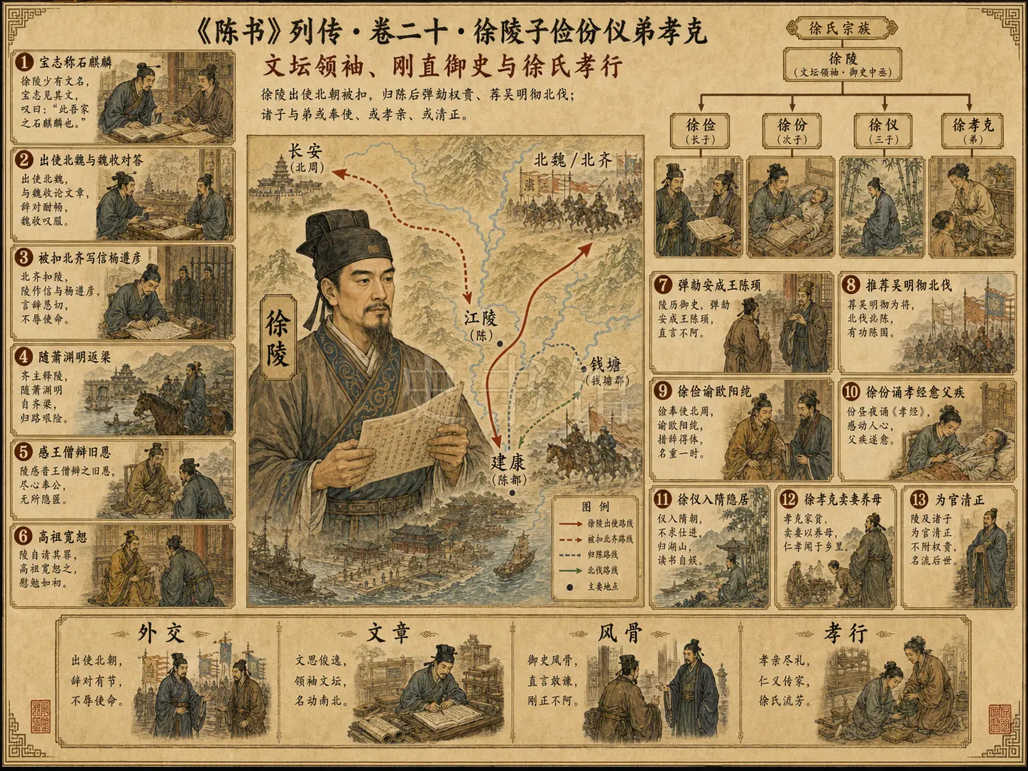 《陈书》列传 卷二十徐陵子俭份仪弟孝克章节配图