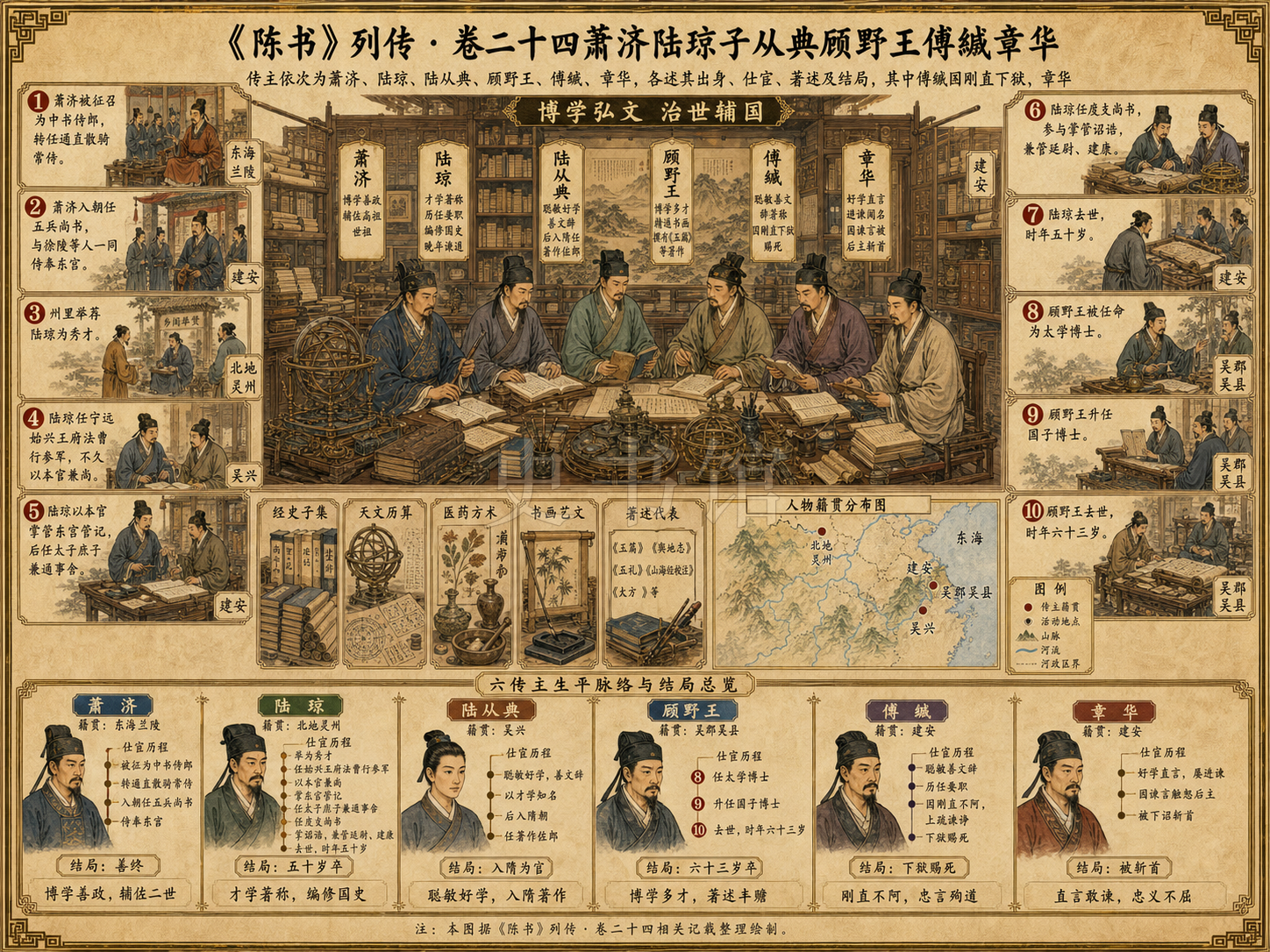 《陈书》列传 卷二十四萧济陆琼子从典顾野王傅縡章华章节配图