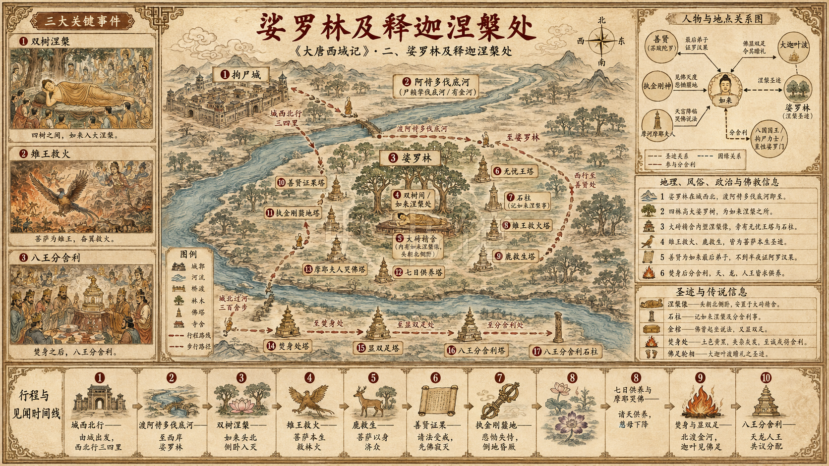 《大唐西域记》二、娑罗林及释迦涅槃处章节配图
