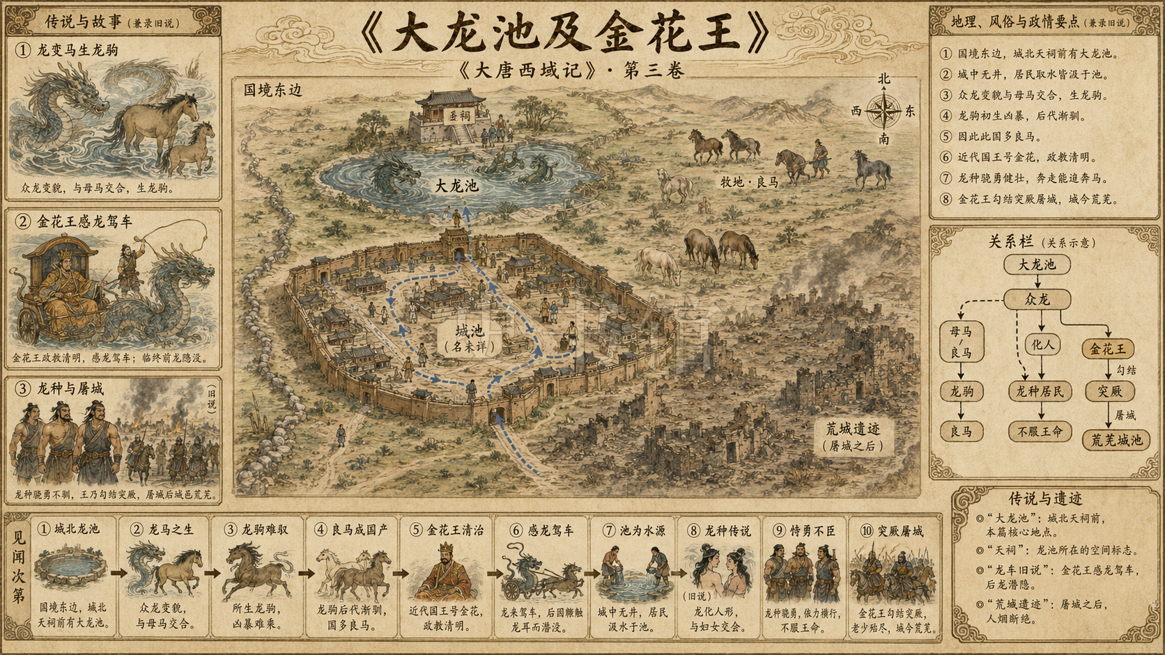 《大唐西域记》一、大龙池及金花王章节配图