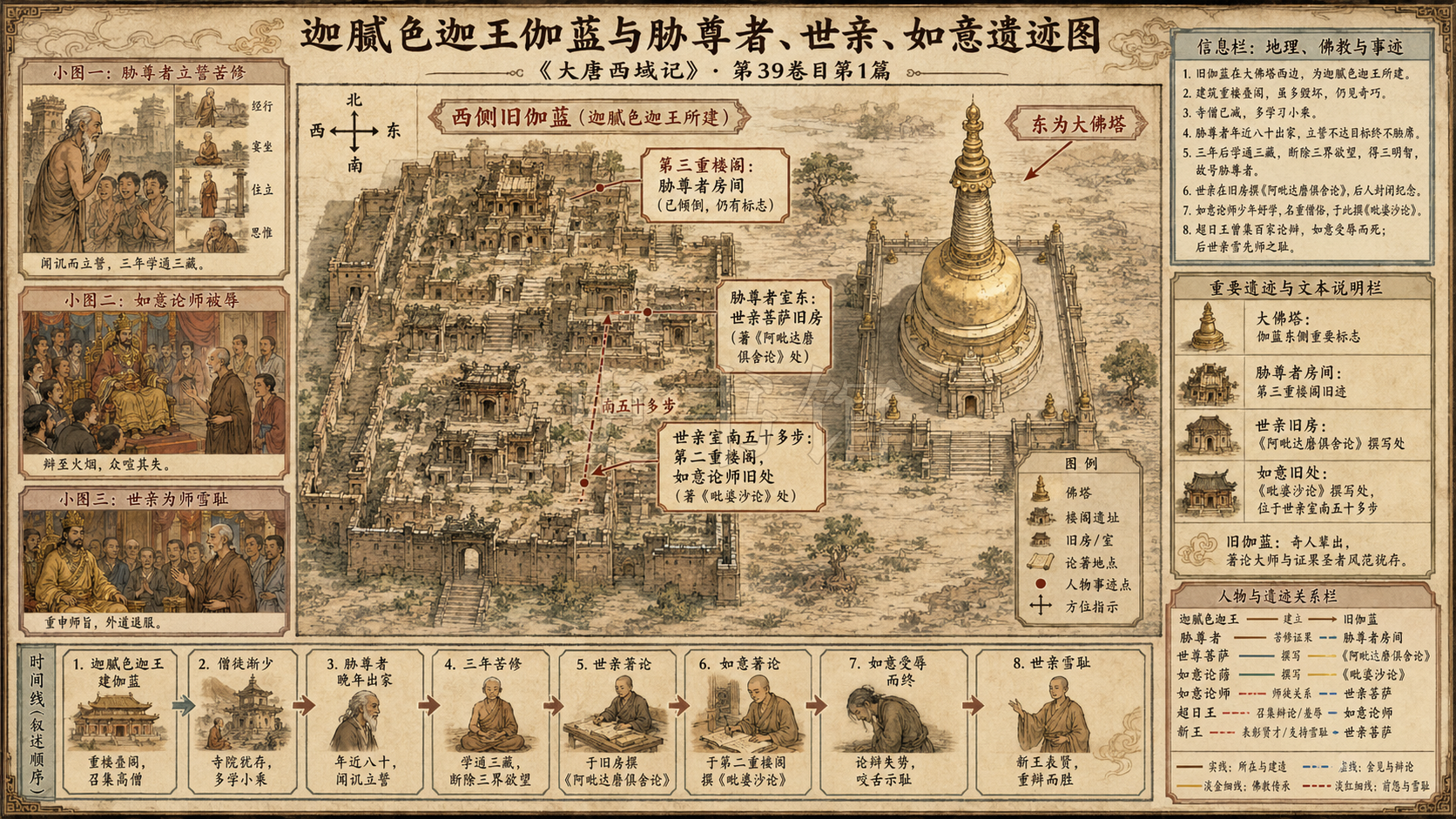 《大唐西域记》三、迦腻色迦王伽蓝与胁尊者、世亲、如意遗迹章节配图