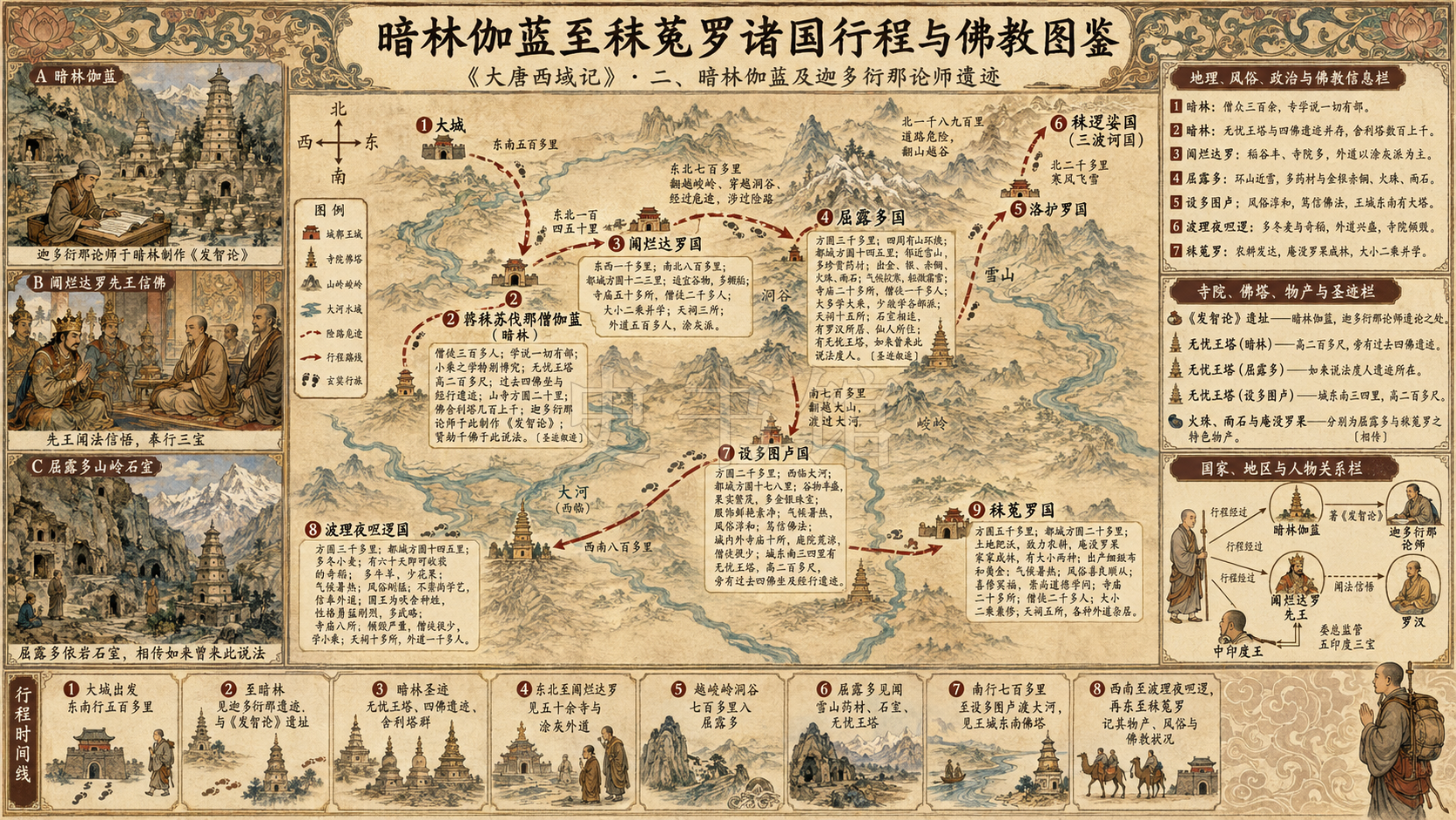 《大唐西域记》二、暗林伽蓝及迦多衍那论师遗迹章节配图