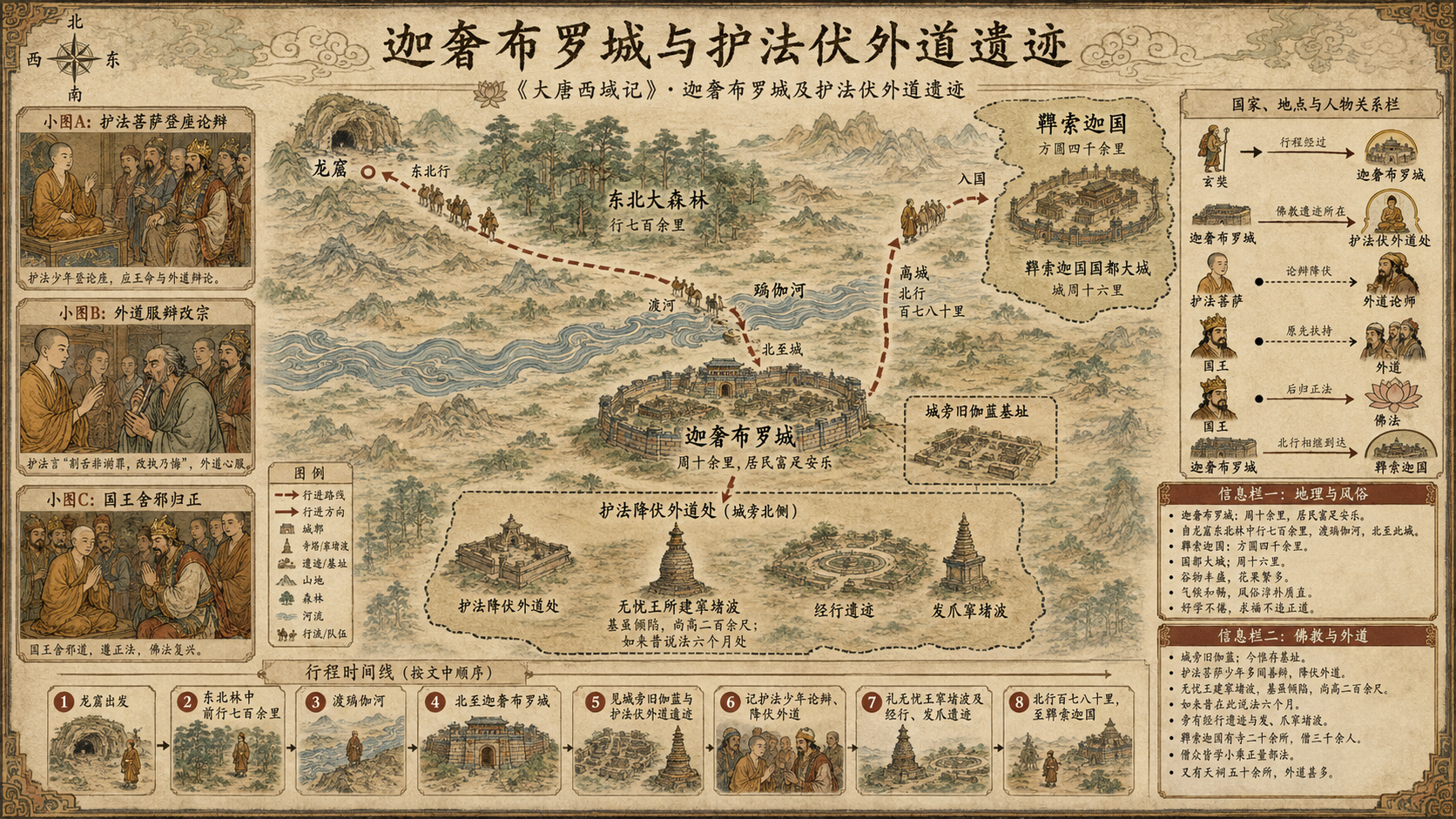 《大唐西域记》三、迦奢布罗城及护法伏外道遗迹章节配图