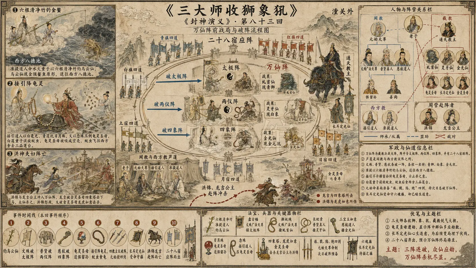《封神演义》正文 第八十三回三大师收狮象犼章节配图