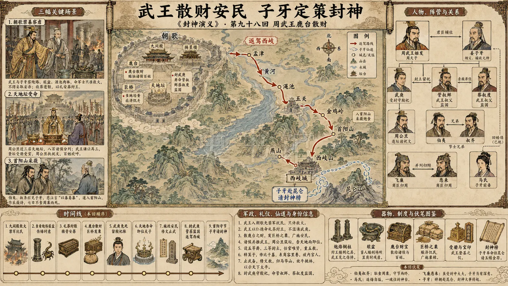 《封神演义》正文 第九十八回周武王鹿台散财章节配图