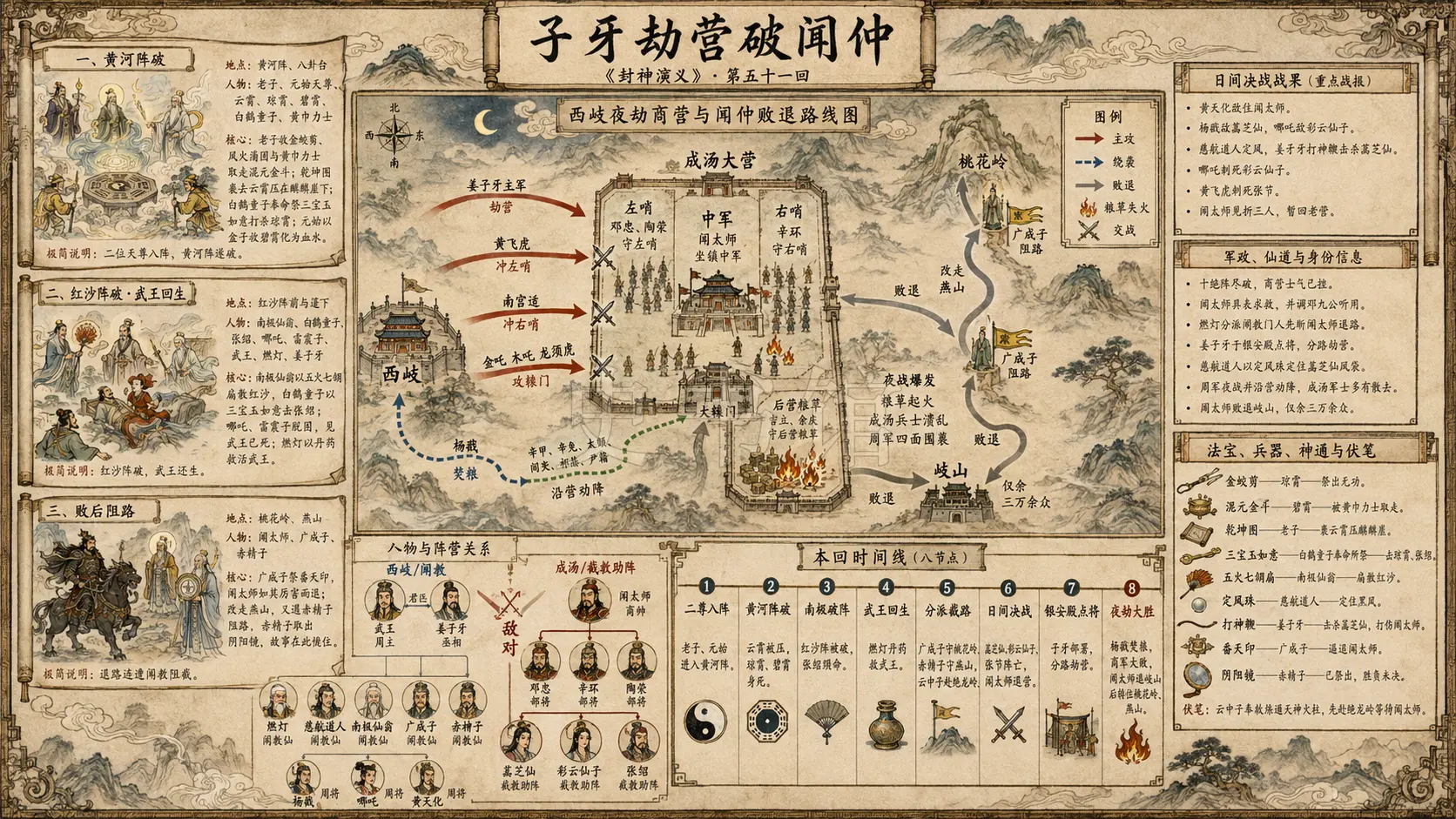 《封神演义》正文 第五十一回子牙劫营破闻仲章节配图