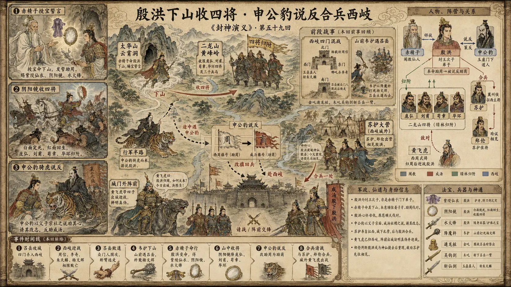 《封神演义》正文 第五十九回殷洪下山收四将章节配图