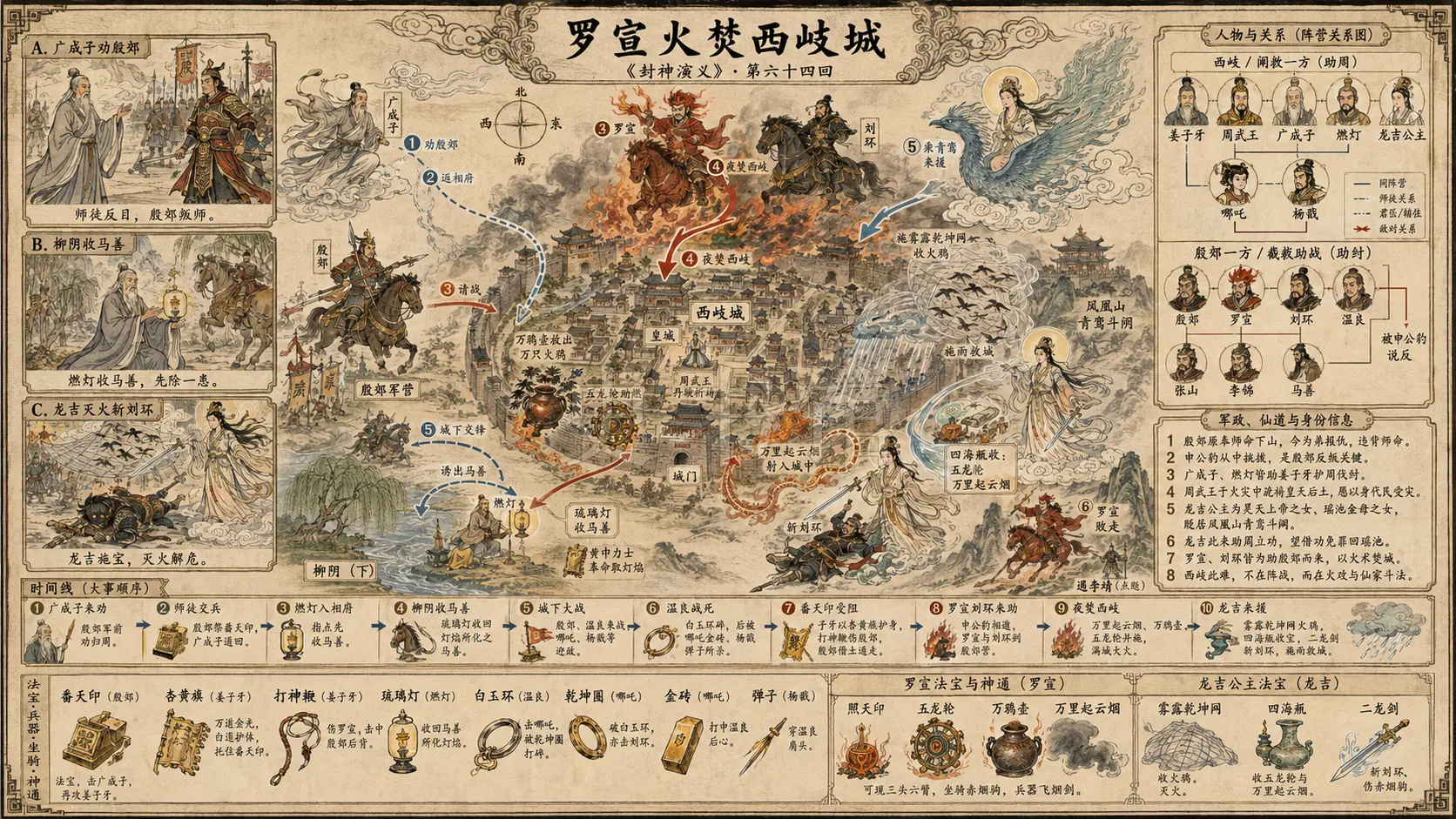 《封神演义》正文 第六十四回罗宣火焚西岐城章节配图