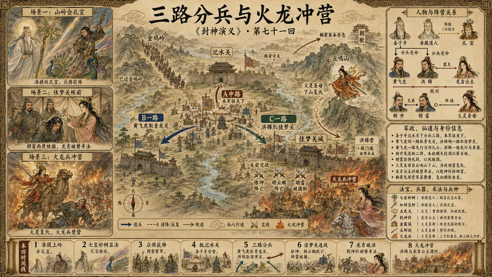 《封神演义》正文 第七十一回姜子牙三路分兵章节配图