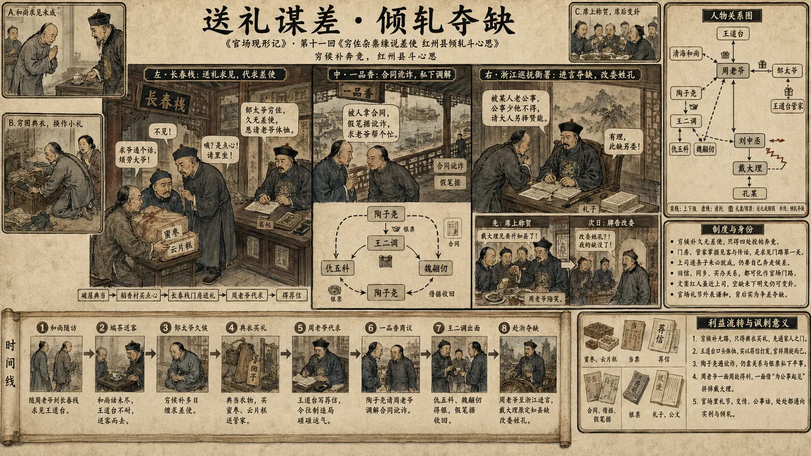 《官场现形记》正文 第十一回穷佐杂夤缘说差使红州县倾轧斗心思章节配图
