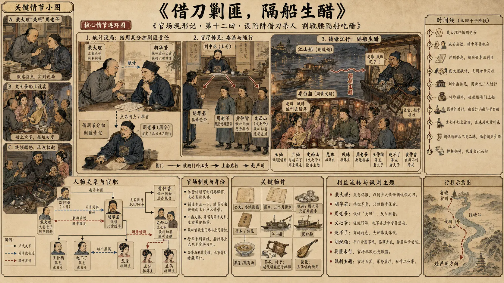 《官场现形记》正文 第十二回设陷阱借刀杀人割靴腰隔船吃醋章节配图
