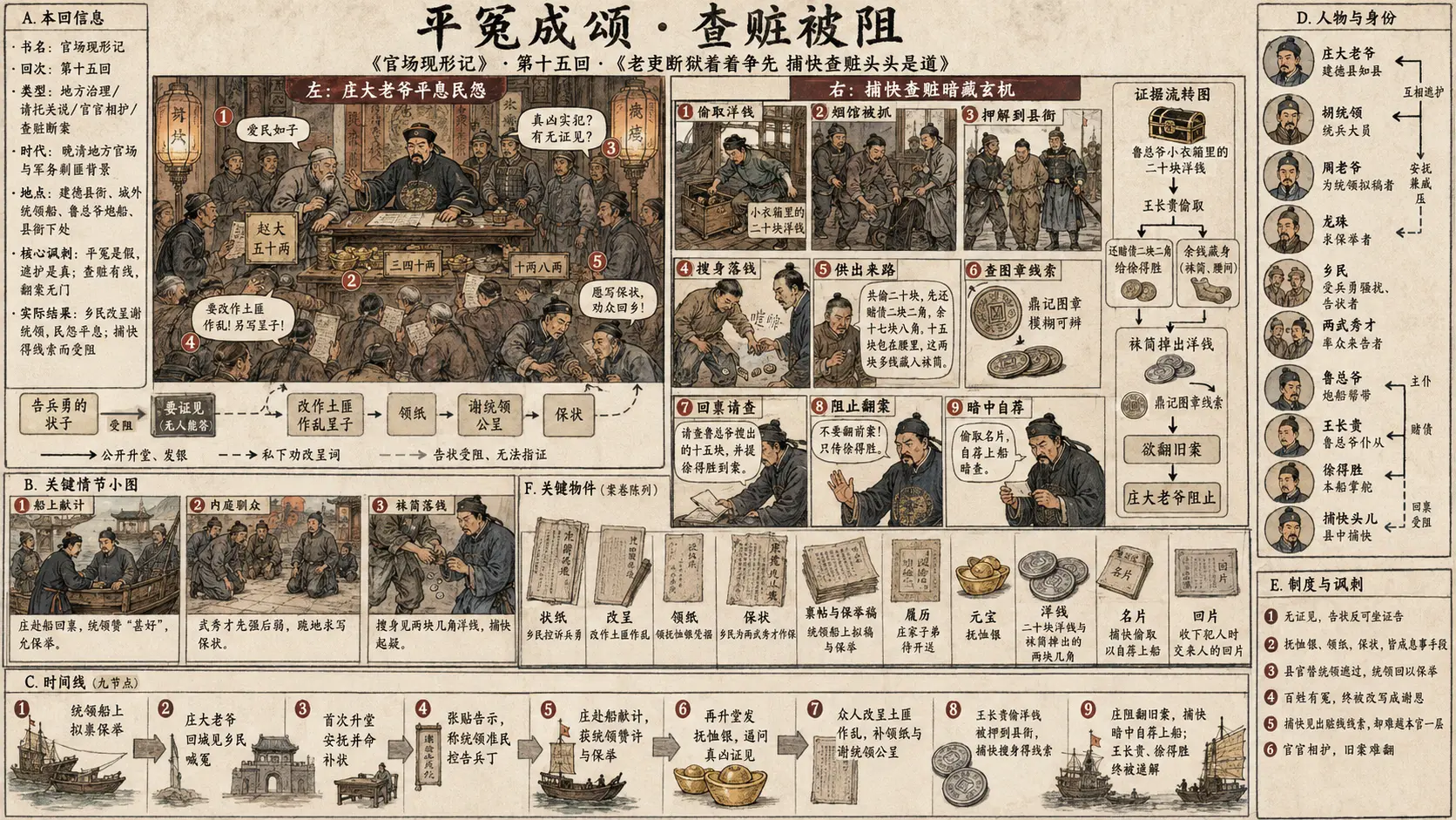 《官场现形记》正文 第十五回老吏断狱着着争先捕快查赃头头是道章节配图