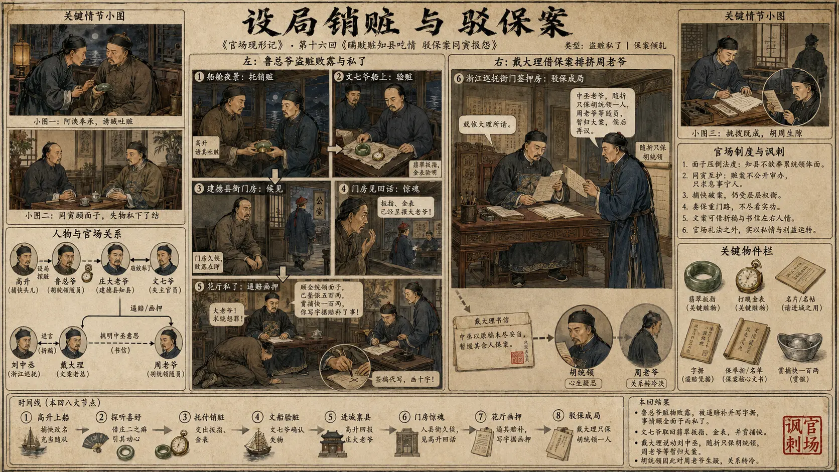 《官场现形记》正文 第十六回瞒贼赃知县吃情驳保案同寅报怨章节配图