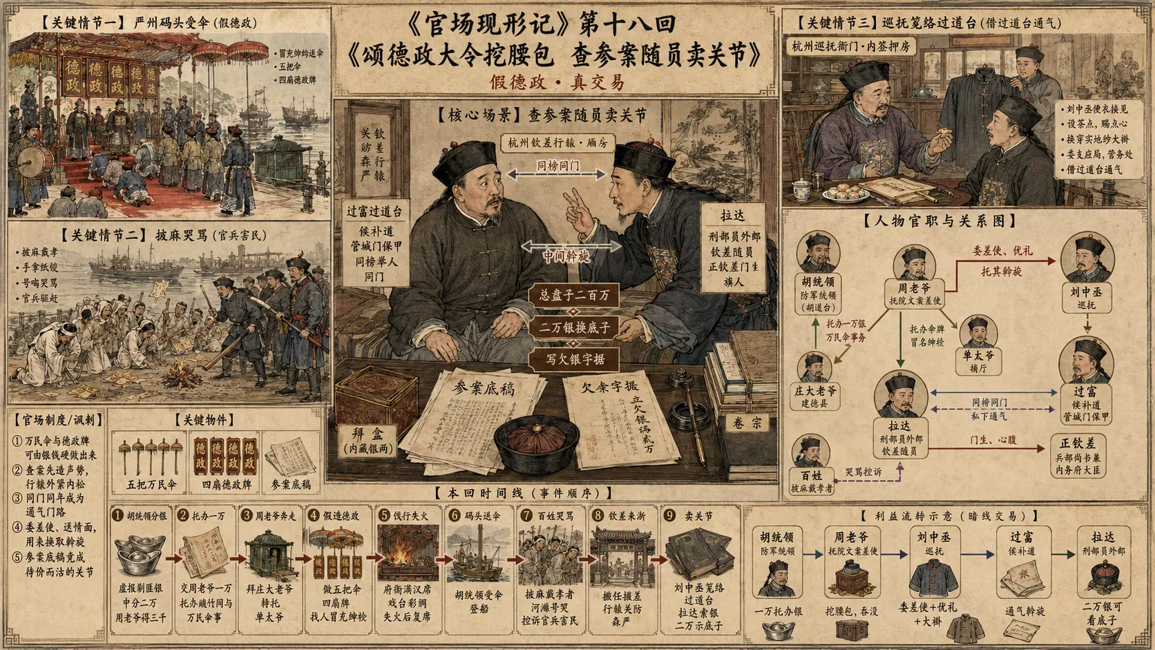 《官场现形记》正文 第十八回颂德政大令挖腰包查参案随员卖关节章节配图