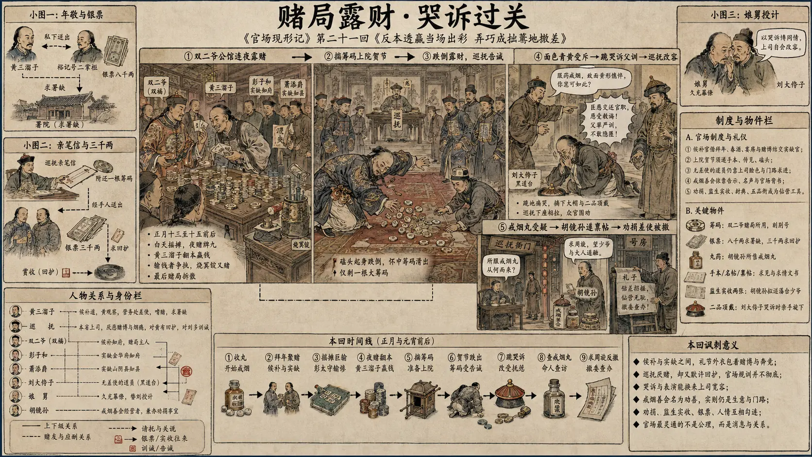 《官场现形记》正文 第二十一回反本透赢当场出彩弄巧成拙蓦地撤差章节配图