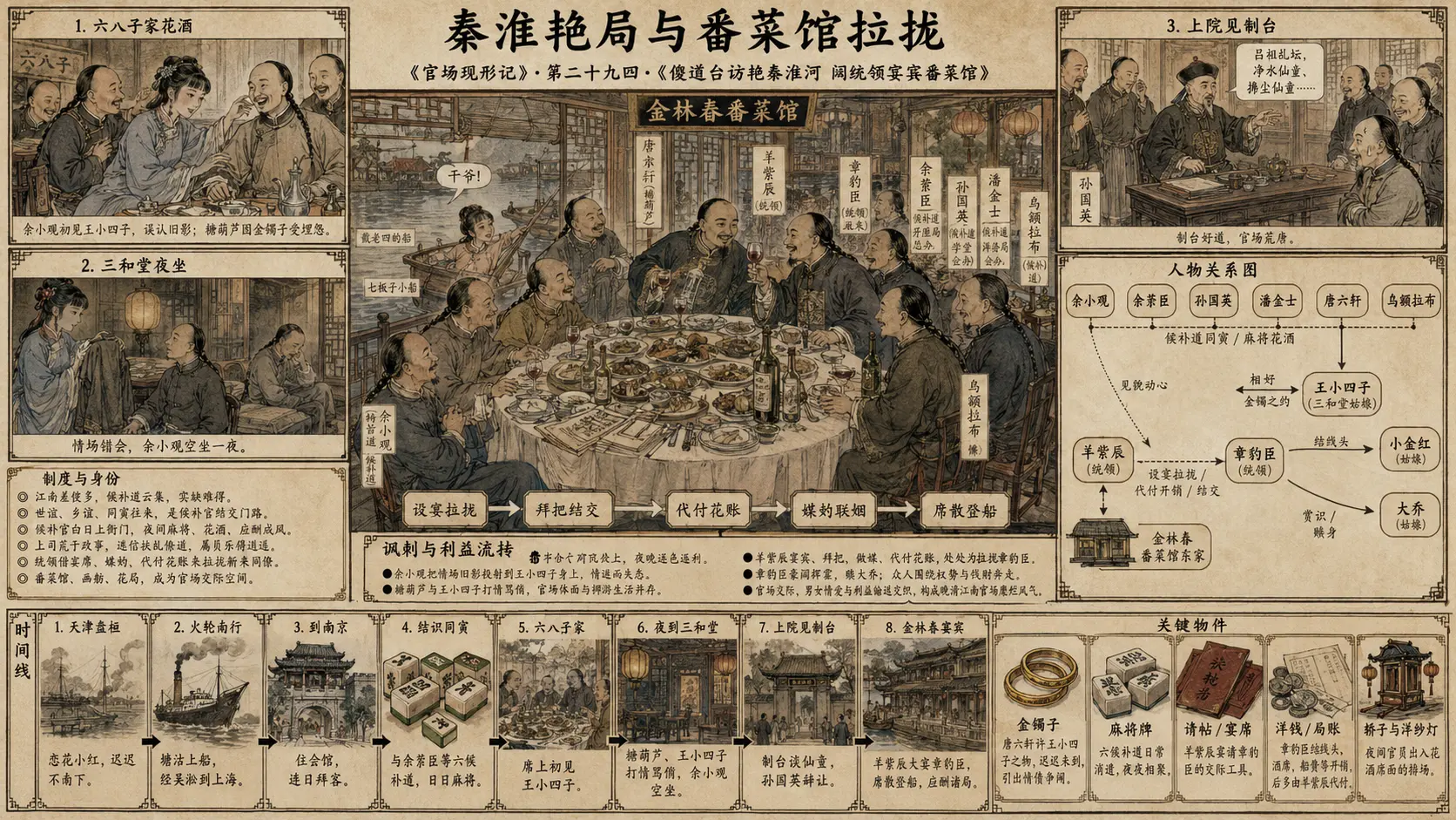 《官场现形记》正文 第二十九回傻道台访艳秦淮河阔统领宴宾番菜馆章节配图