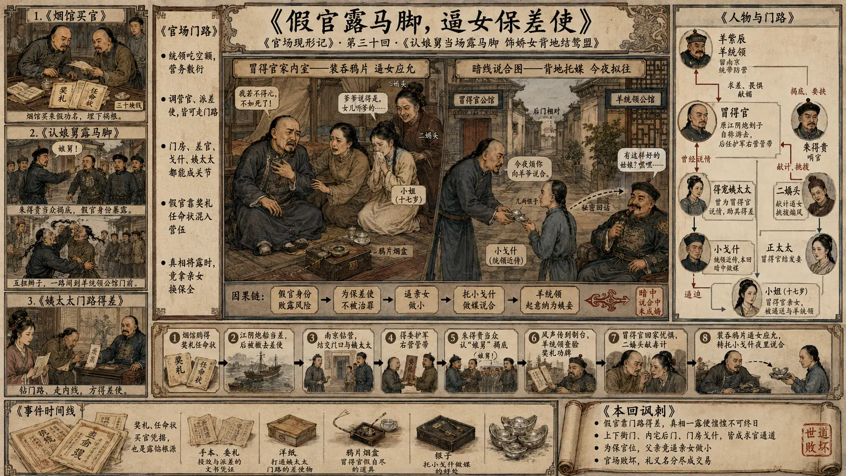 《官场现形记》正文 第三十回认娘舅当场露马脚饰娇女背地结鸳盟章节配图