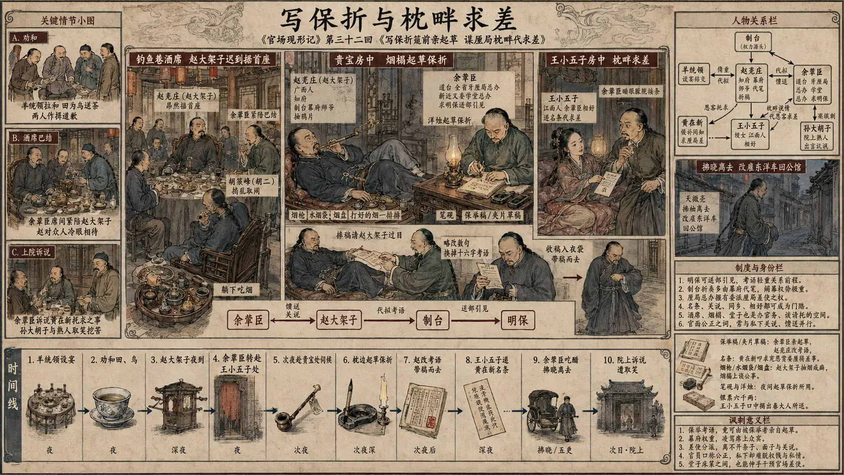 《官场现形记》正文 第三十二回写保折筵前亲起草谋厘局枕畔代求差章节配图