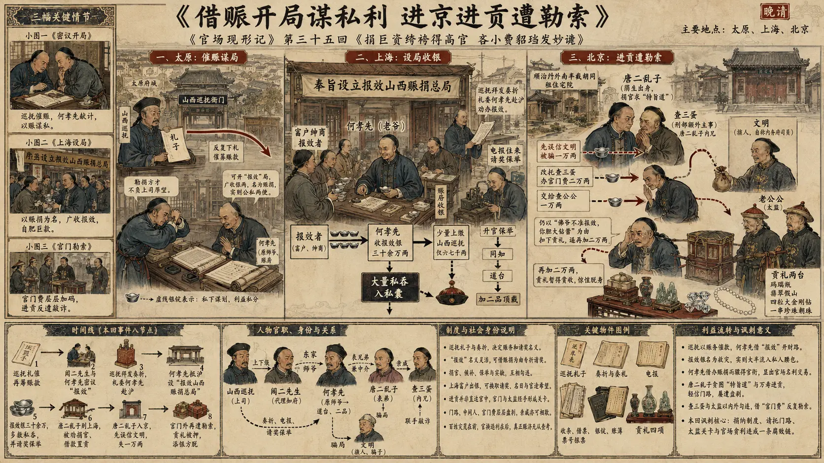 《官场现形记》正文 第三十五回捐巨资绔袴得高官吝小费貂珰发妙谑章节配图