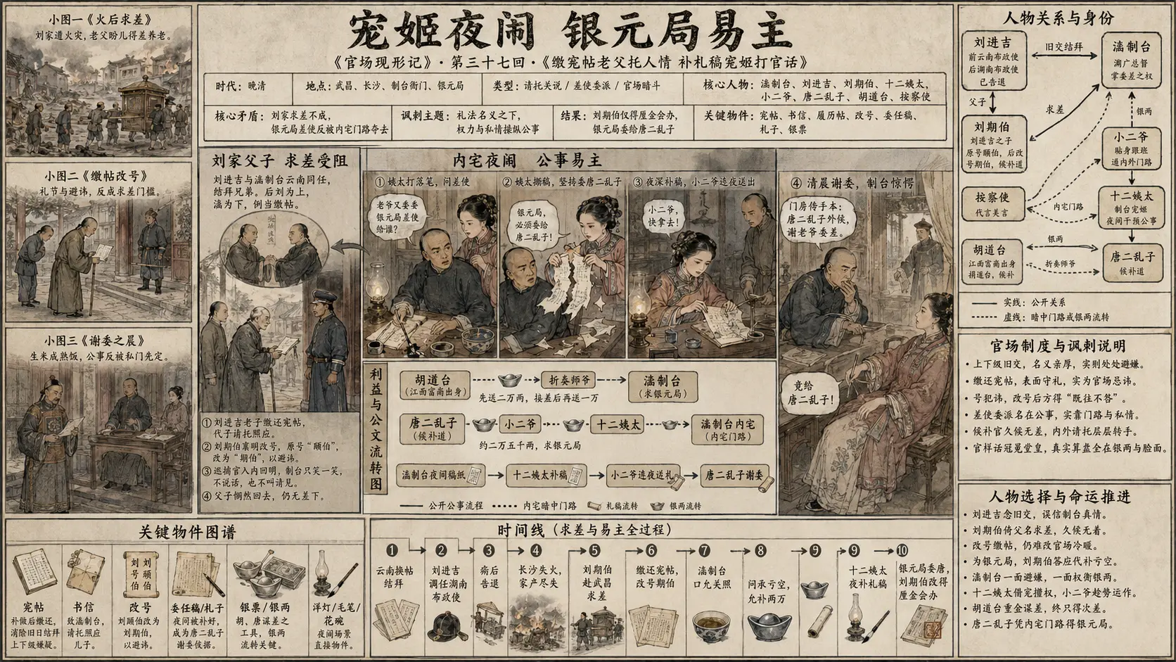 《官场现形记》正文 第三十七回缴宪帖老父托人情补札稿宠姬打官话章节配图
