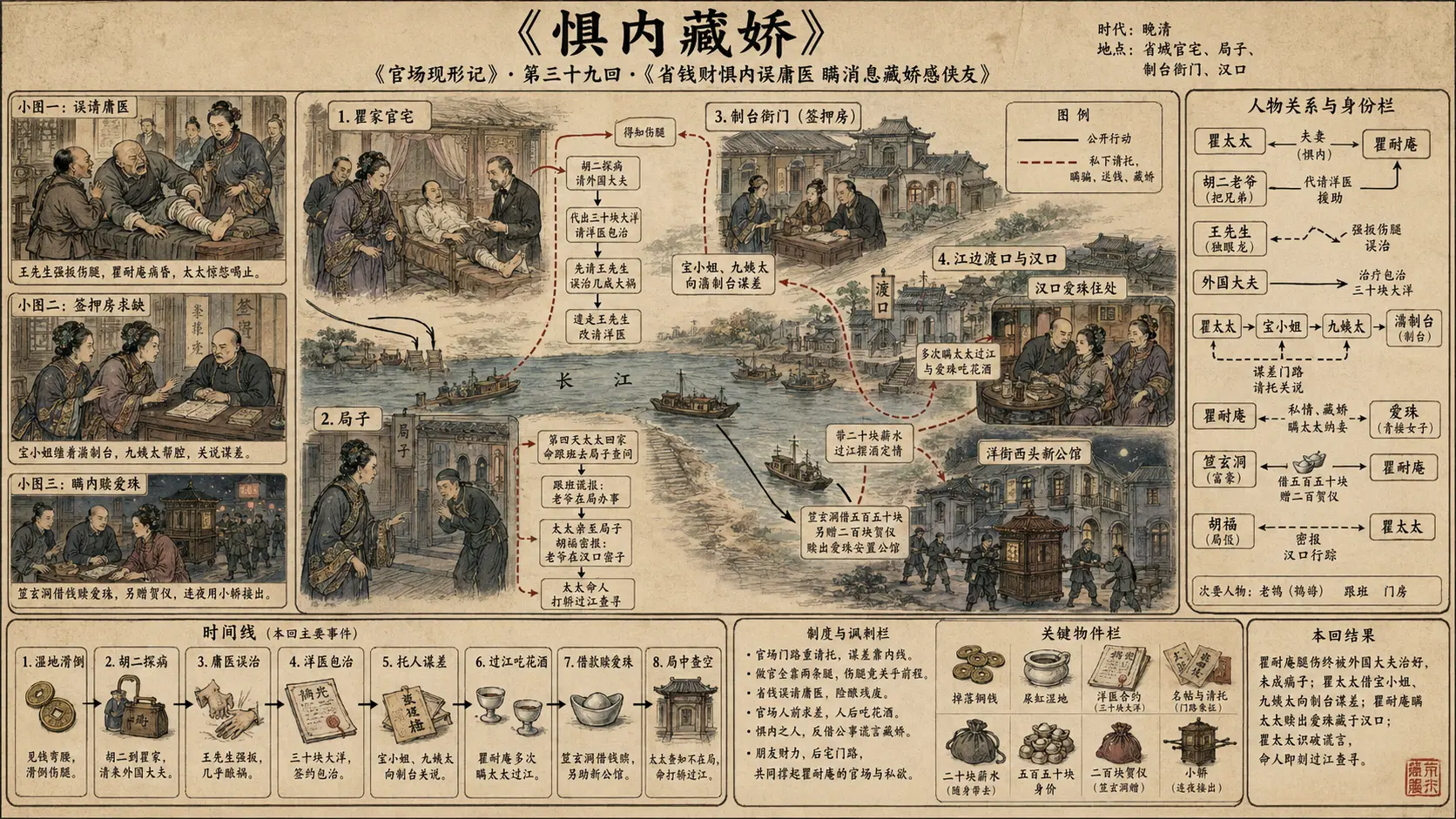 《官场现形记》正文 第三十九回省钱财惧内误庸医瞒消息藏娇感侠友章节配图