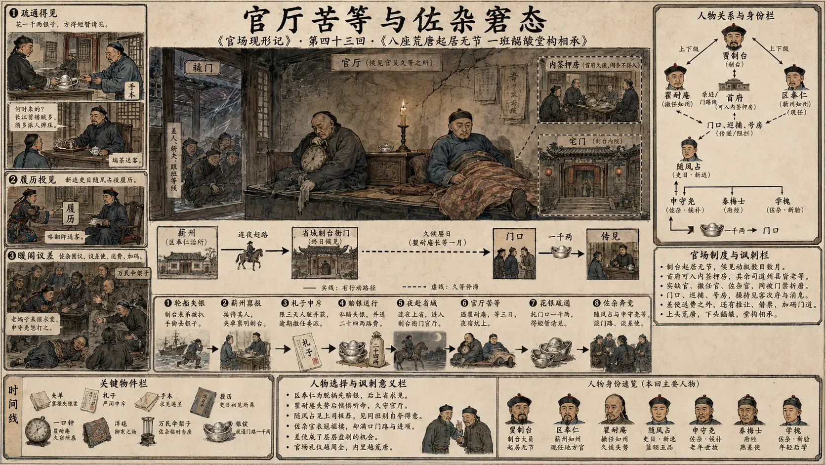 《官场现形记》正文 第四十三回八座荒唐起居无节一班龌龊堂构相承章节配图