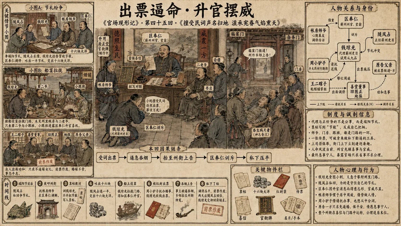 《官场现形记》正文 第四十五回擅受民词声名扫地渥承宪眷气焰熏天章节配图