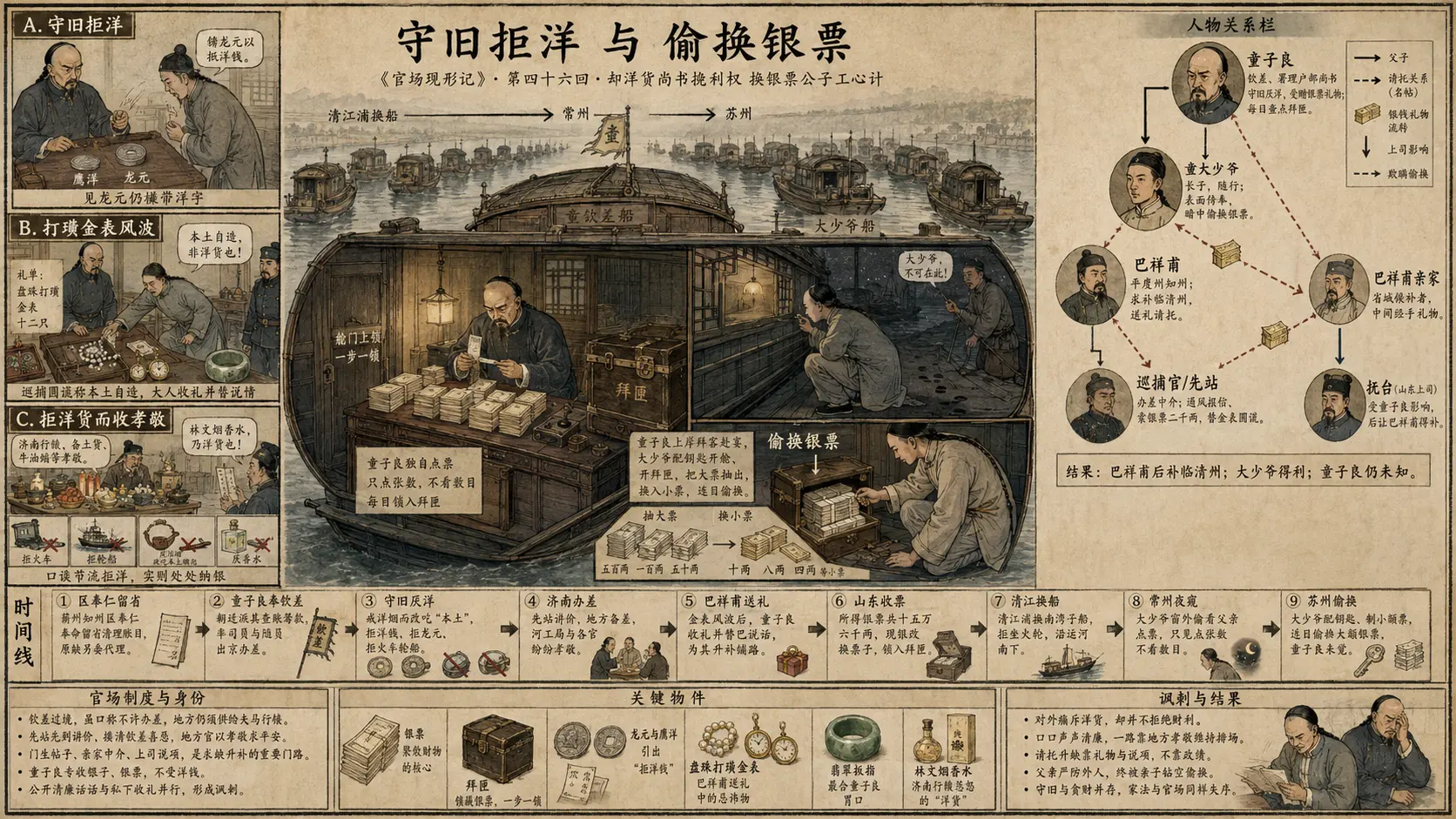 《官场现形记》正文 第四十六回却洋货尚书挽利权换银票公子工心计章节配图