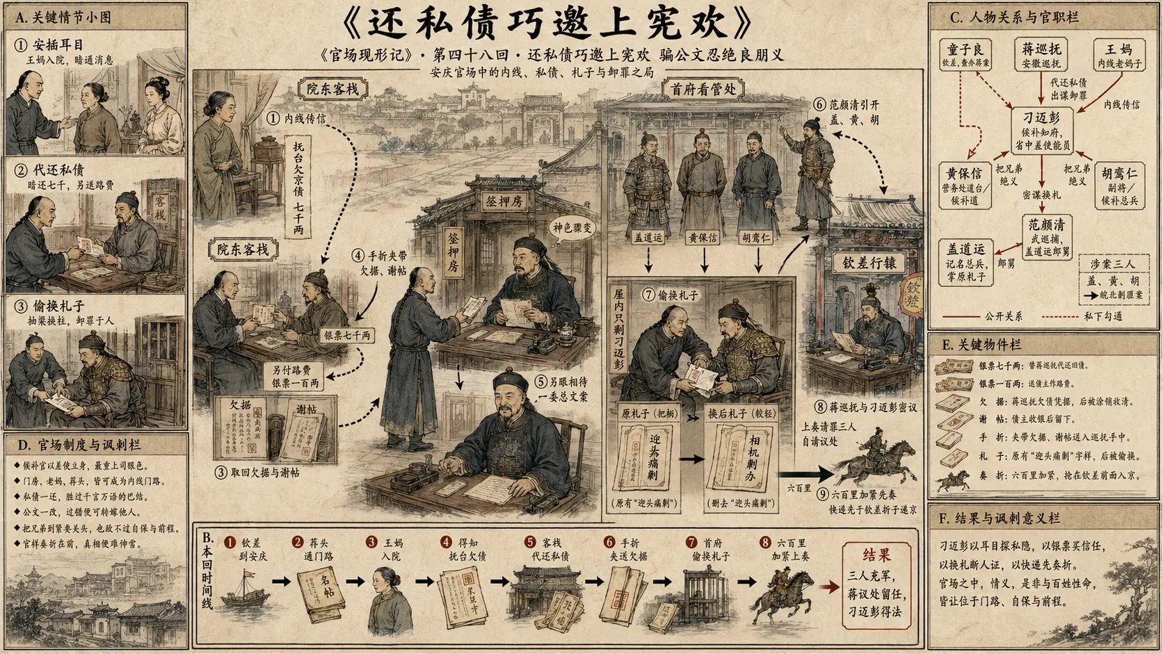 《官场现形记》正文 第四十八回还私债巧邀上宪欢骗公文忍绝良朋义章节配图