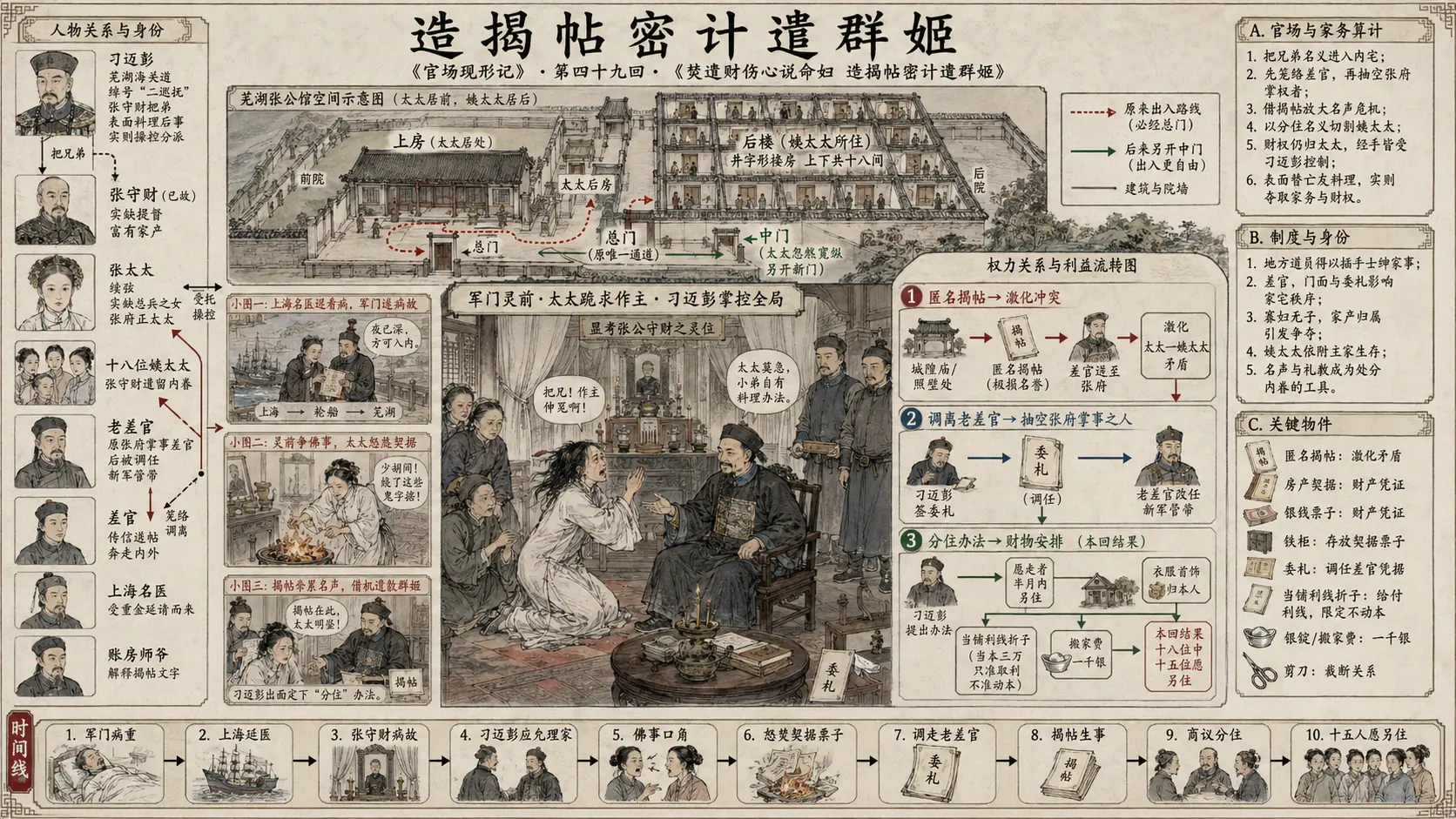 《官场现形记》正文 第四十九回焚遣财伤心说命妇造揭帖密计遣群姬章节配图