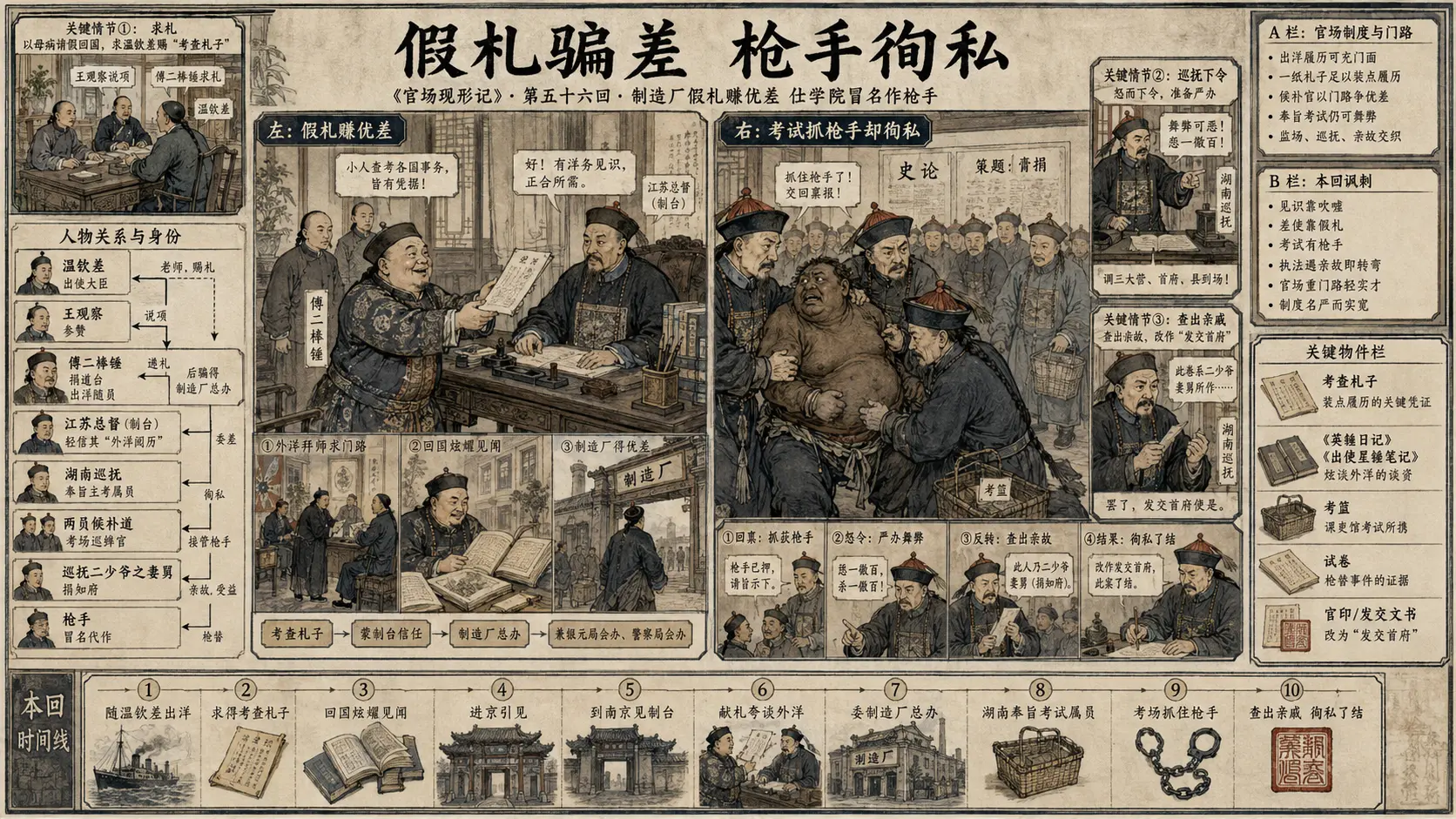《官场现形记》正文 第五十六回制造厂假札赚优差仕学院冒名作枪手章节配图