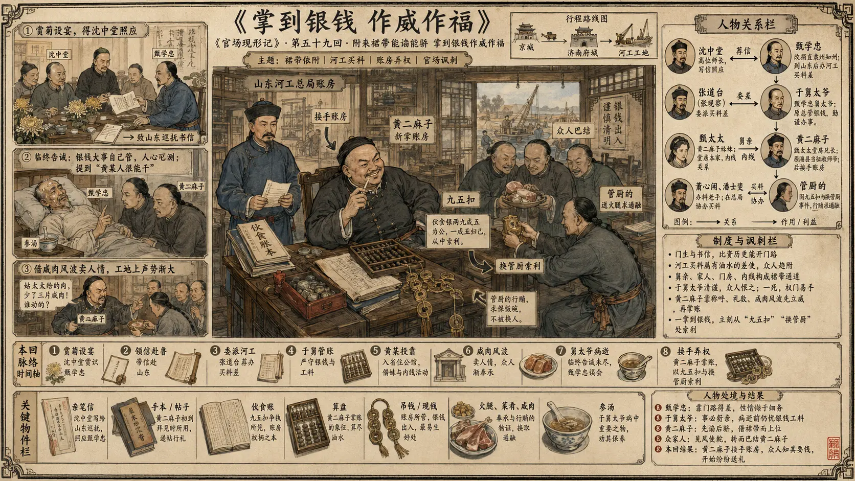 《官场现形记》正文 第五十九回附来裙带能谄能骄掌到银钱作威作福章节配图