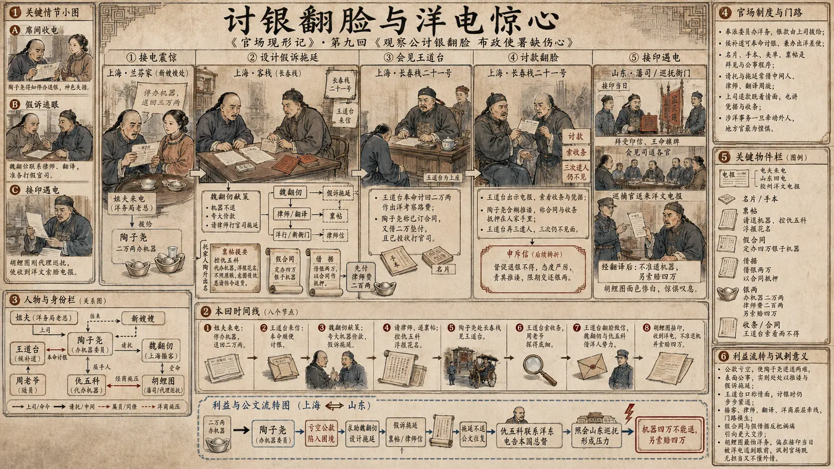 《官场现形记》正文 第九回观察公讨银翻脸布政使署缺伤心章节配图