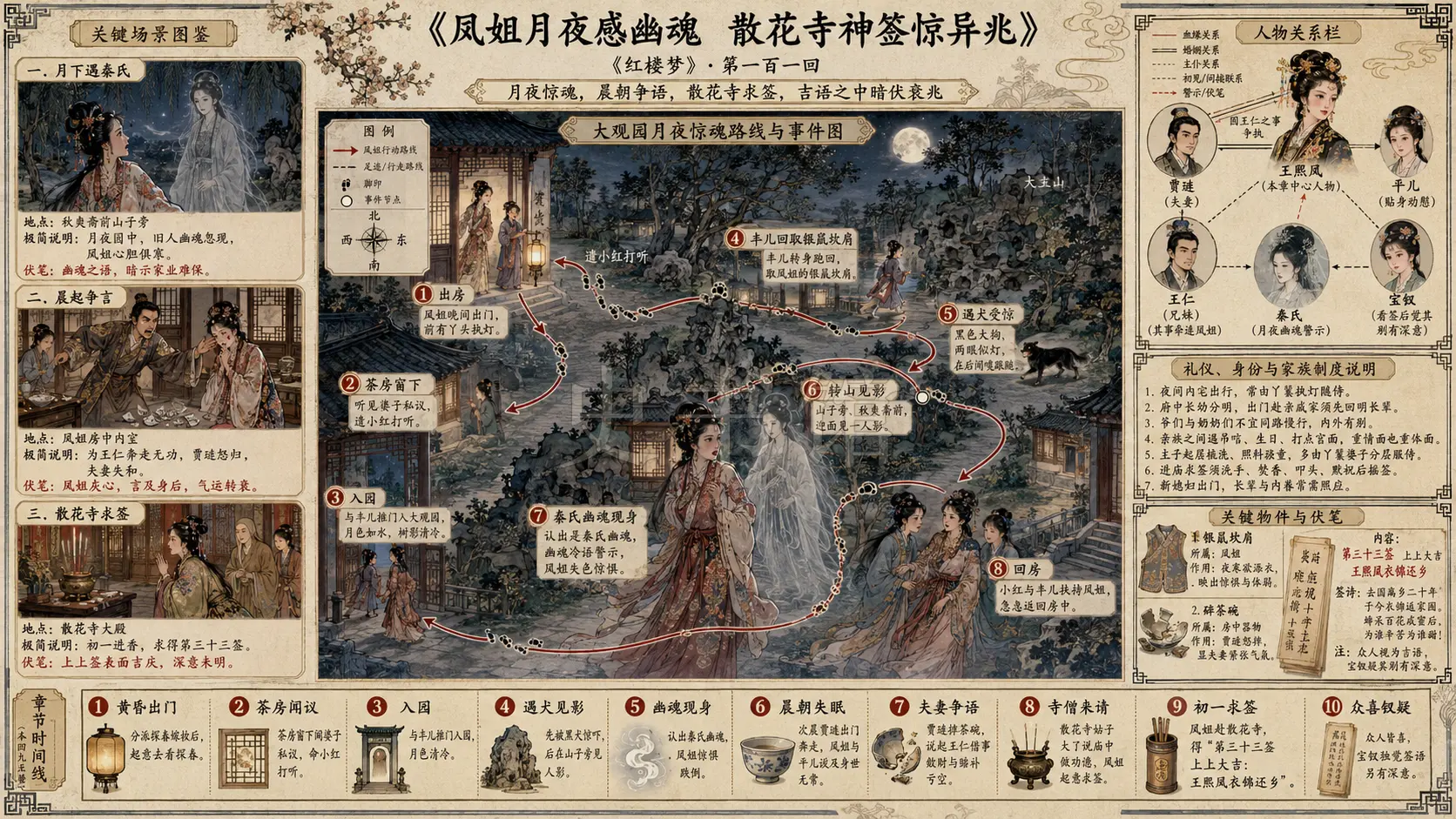 《红楼梦》正文 第一百一回大观园月夜感幽魂散花寺神签惊异兆章节配图