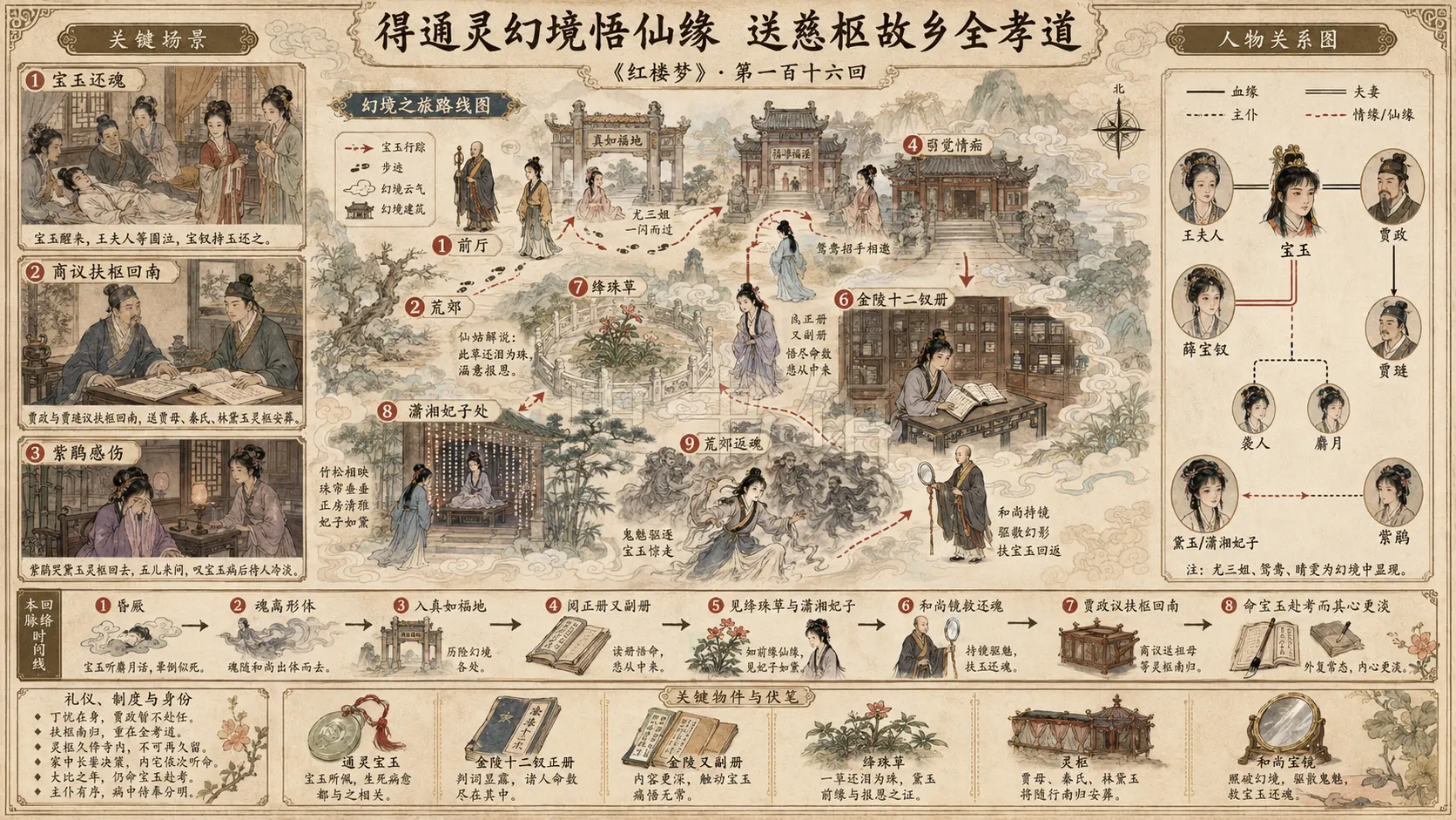 《红楼梦》正文 第一百十六回得通灵幻境悟仙缘送慈柩故乡全孝道章节配图
