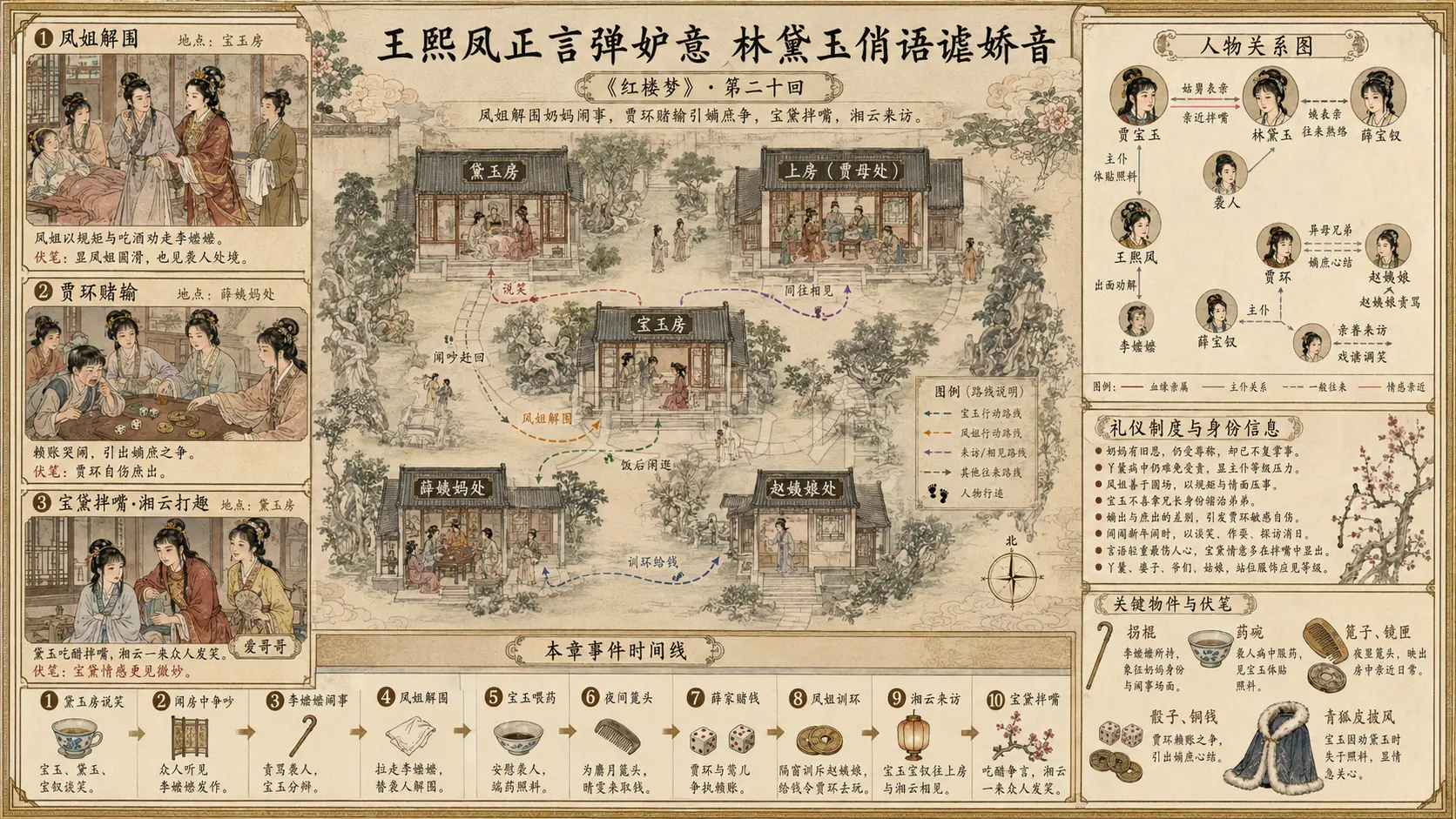 《红楼梦》正文 第二十回王熙凤正言弹妒意林黛玉俏语谑娇音章节配图