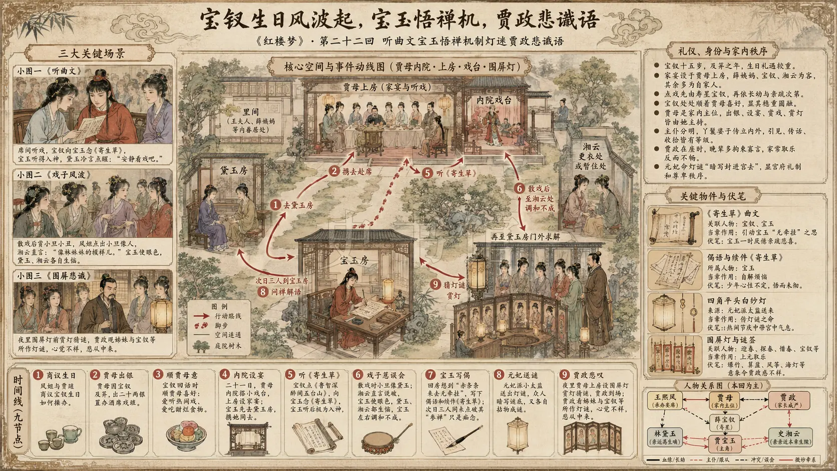 《红楼梦》正文 第二十二回听曲文宝玉悟禅机制灯迷贾政悲谶语章节配图