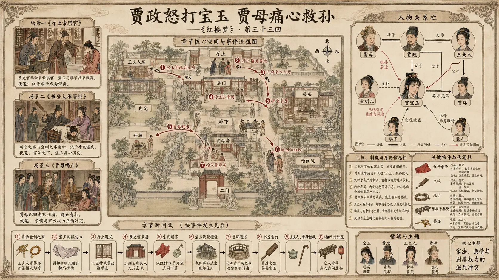 《红楼梦》正文 第三十三回手足耽耽小动唇舌不肖种种大承笞挞章节配图