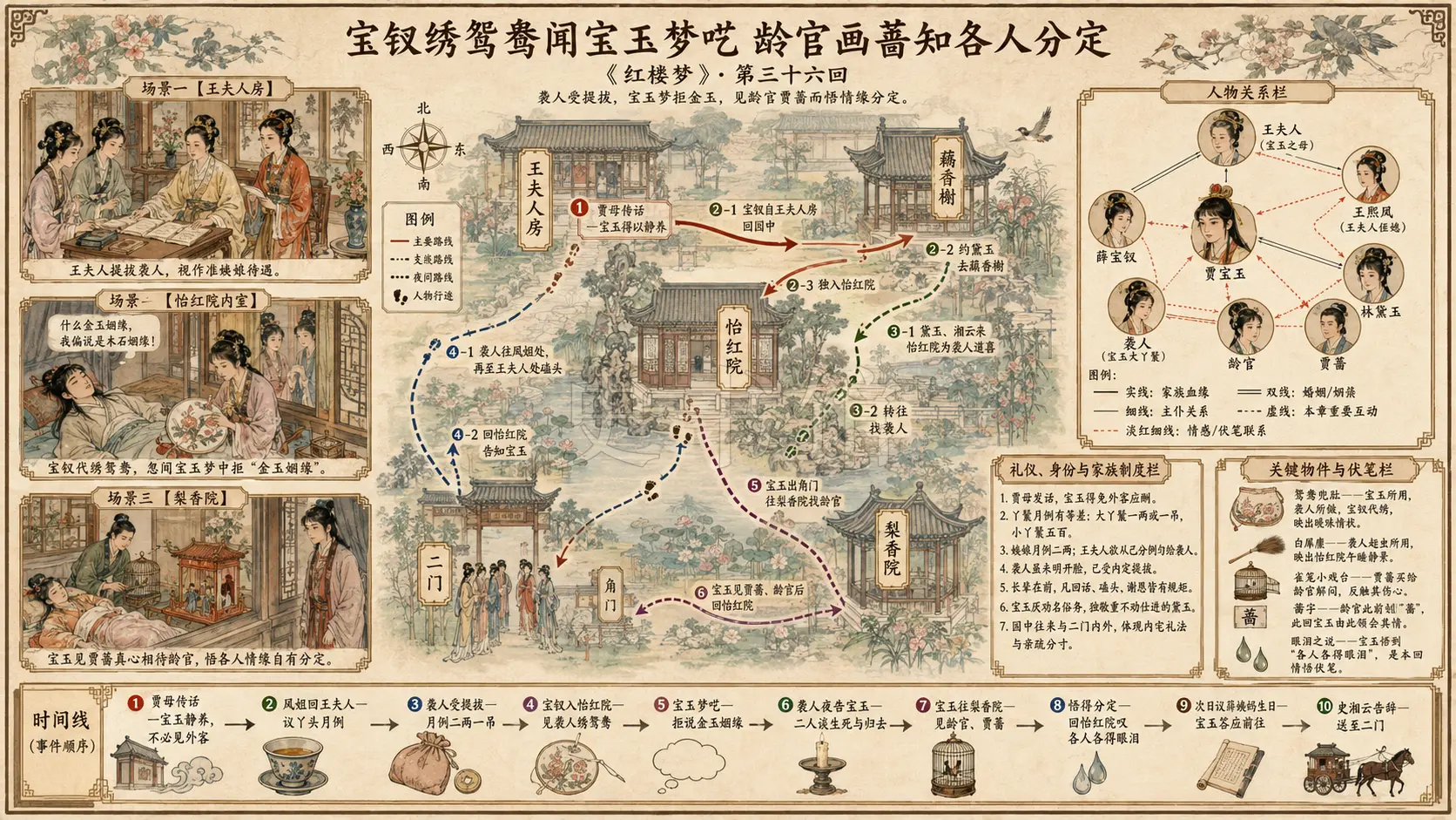 《红楼梦》正文 第三十六回绣鸳鸯梦兆绛芸轩识分定情悟梨香院章节配图