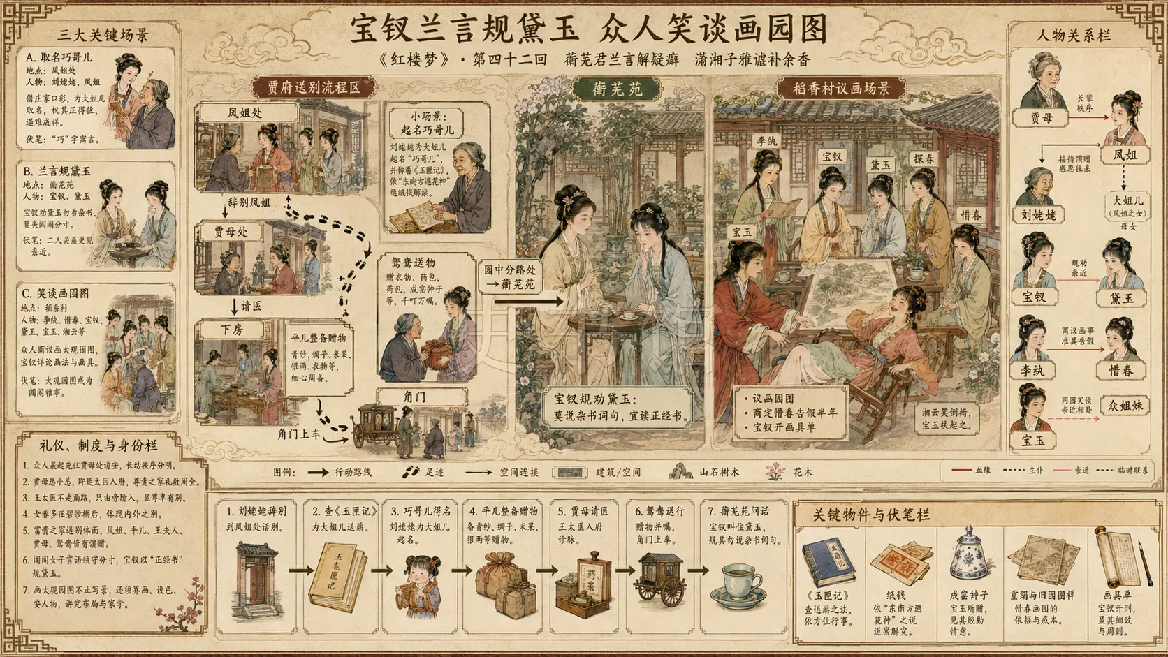 《红楼梦》正文 第四十二回蘅芜君兰言解疑癖潇湘子雅谑补余香章节配图