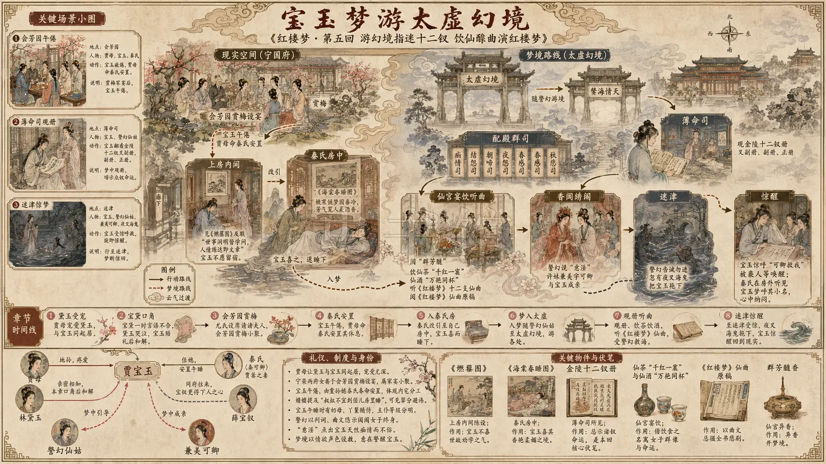 《红楼梦》正文 第五回游幻境指迷十二钗饮仙醪曲演红楼梦章节配图
