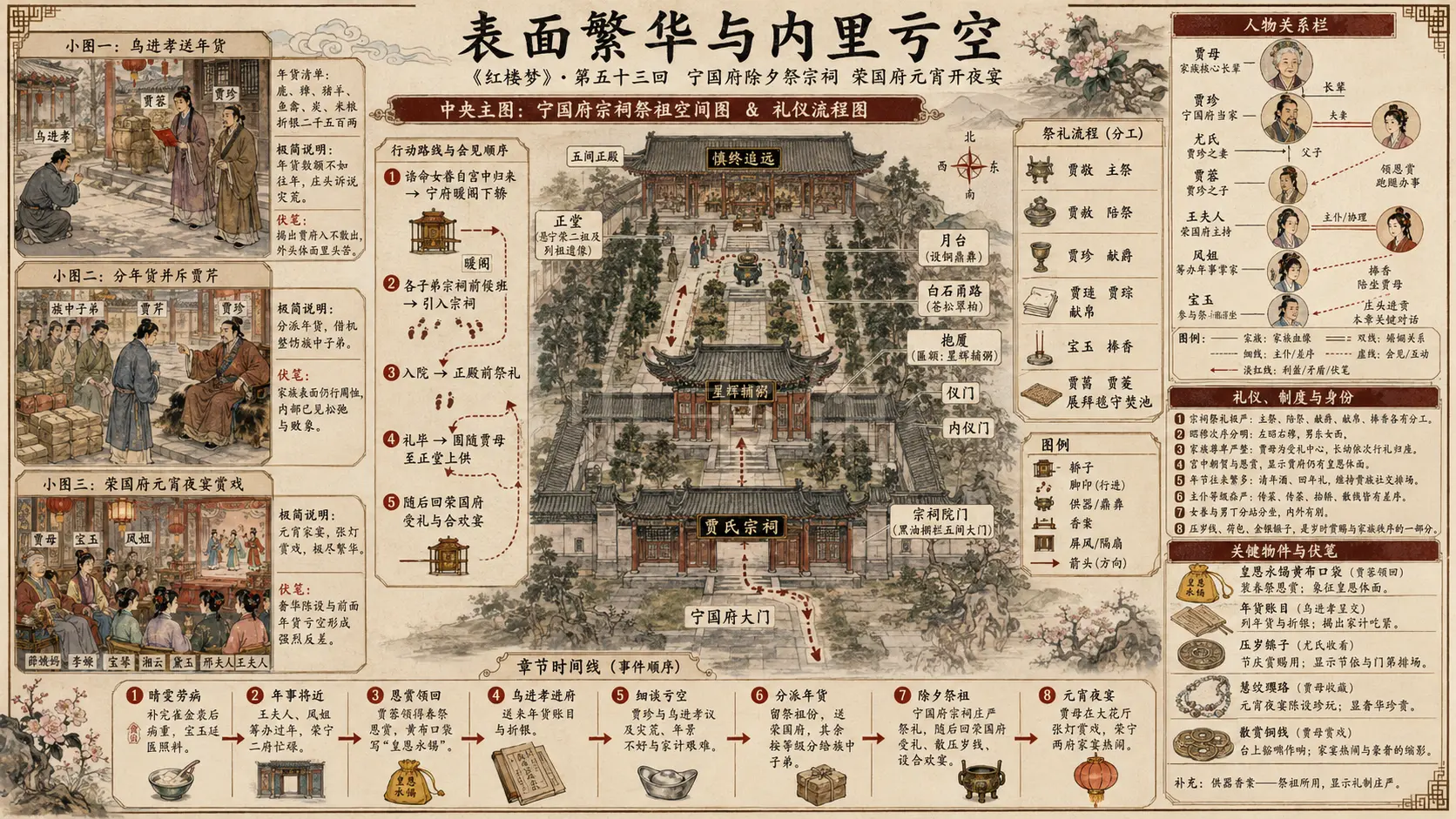 《红楼梦》正文 第五十三回宁国府除夕祭宗祠荣国府元宵开夜宴章节配图