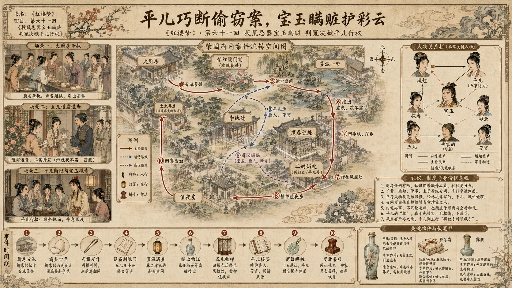 《红楼梦》正文 第六十一回投鼠忌器宝玉瞒赃判冤决狱平儿行权章节配图