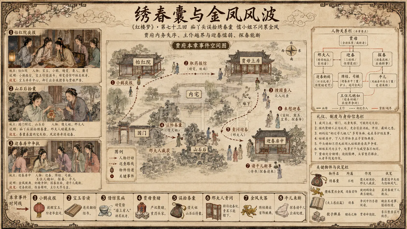 《红楼梦》正文 第七十三回痴丫头误拾绣春囊懦小姐不问累金凤章节配图