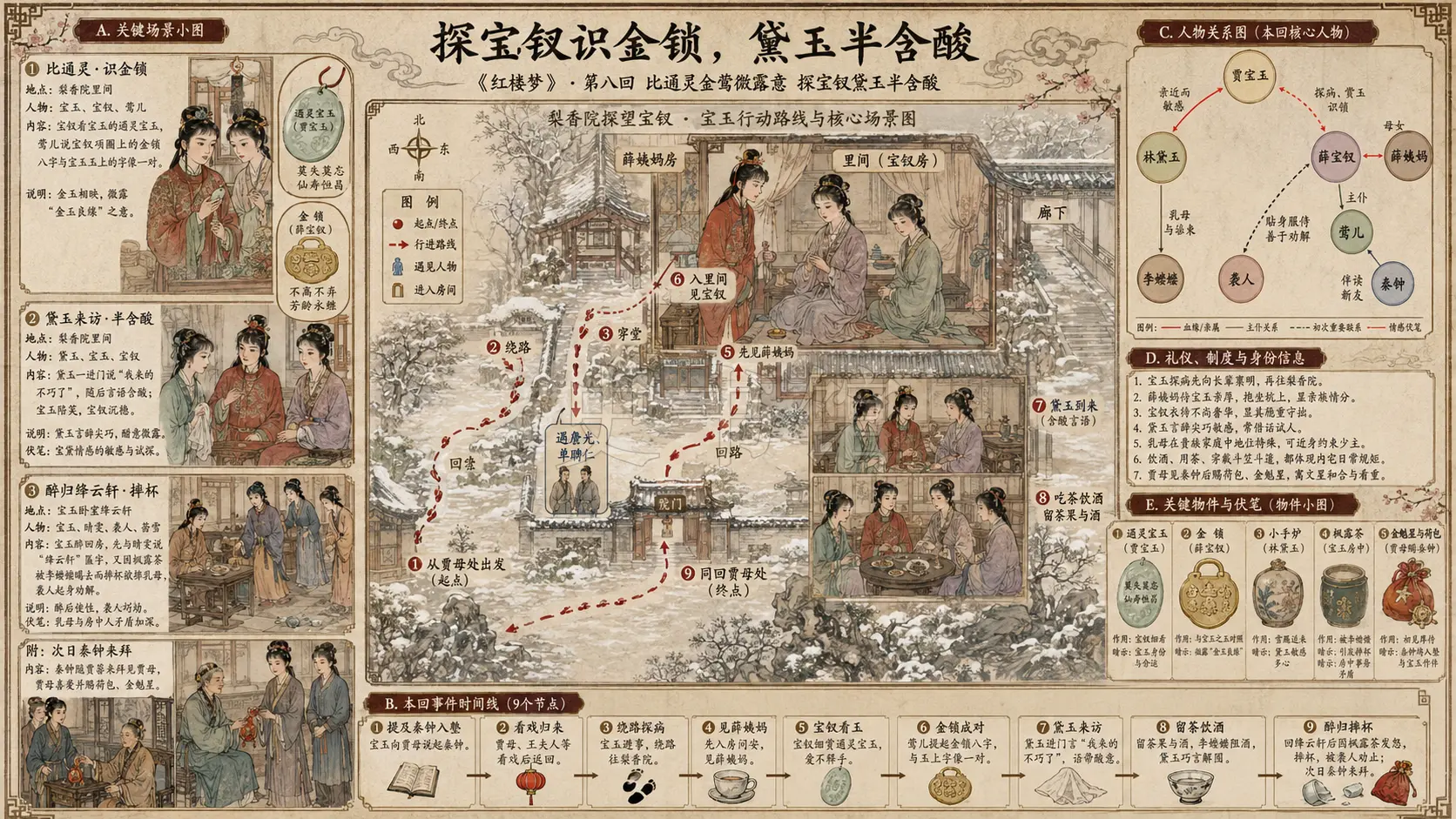 《红楼梦》正文 第八回比通灵金莺微露意探宝钗黛玉半含酸章节配图
