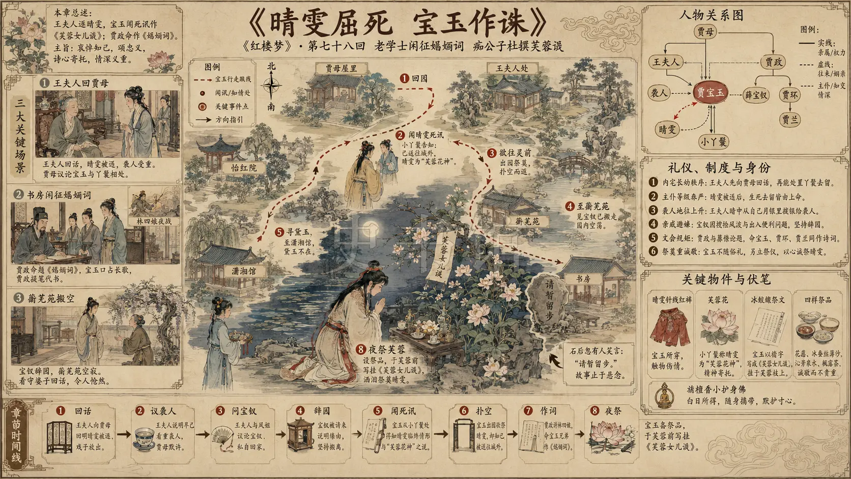 《红楼梦》正文 第七十八回老学士闲征姽婳词痴公子杜撰芙蓉诔章节配图