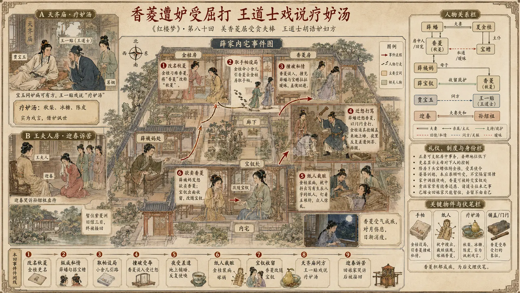 《红楼梦》正文 第八十回美香菱屈受贪夫棒王道士胡诌妒妇方章节配图