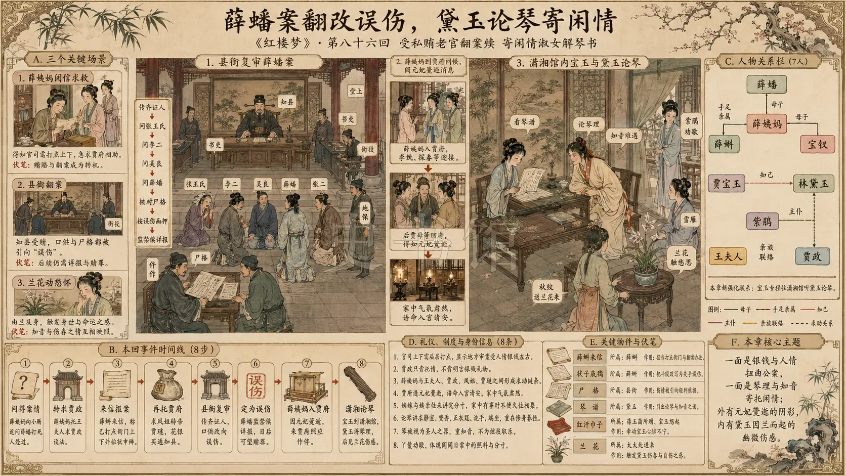 《红楼梦》正文 第八十六回受私贿老官翻案牍寄闲情淑女解琴书章节配图
