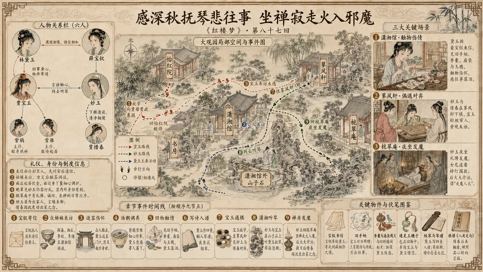 《红楼梦》正文 第八十七回感深秋抚琴悲往事坐禅寂走火入邪魔章节配图